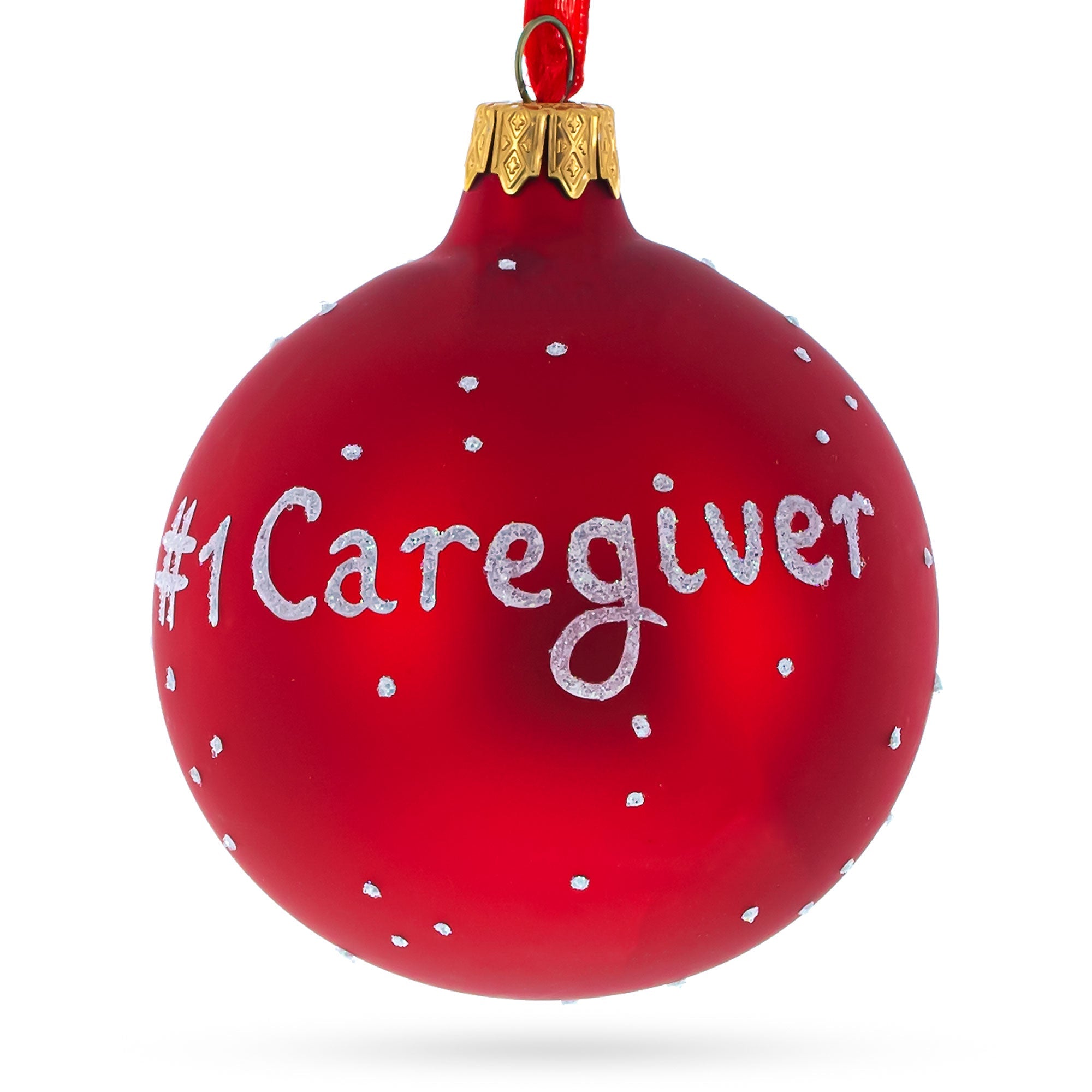 Compassionate Caregiver With Woman In Wheelchair - Blown Glass Ball Christmas Ornament 3.25 Inches