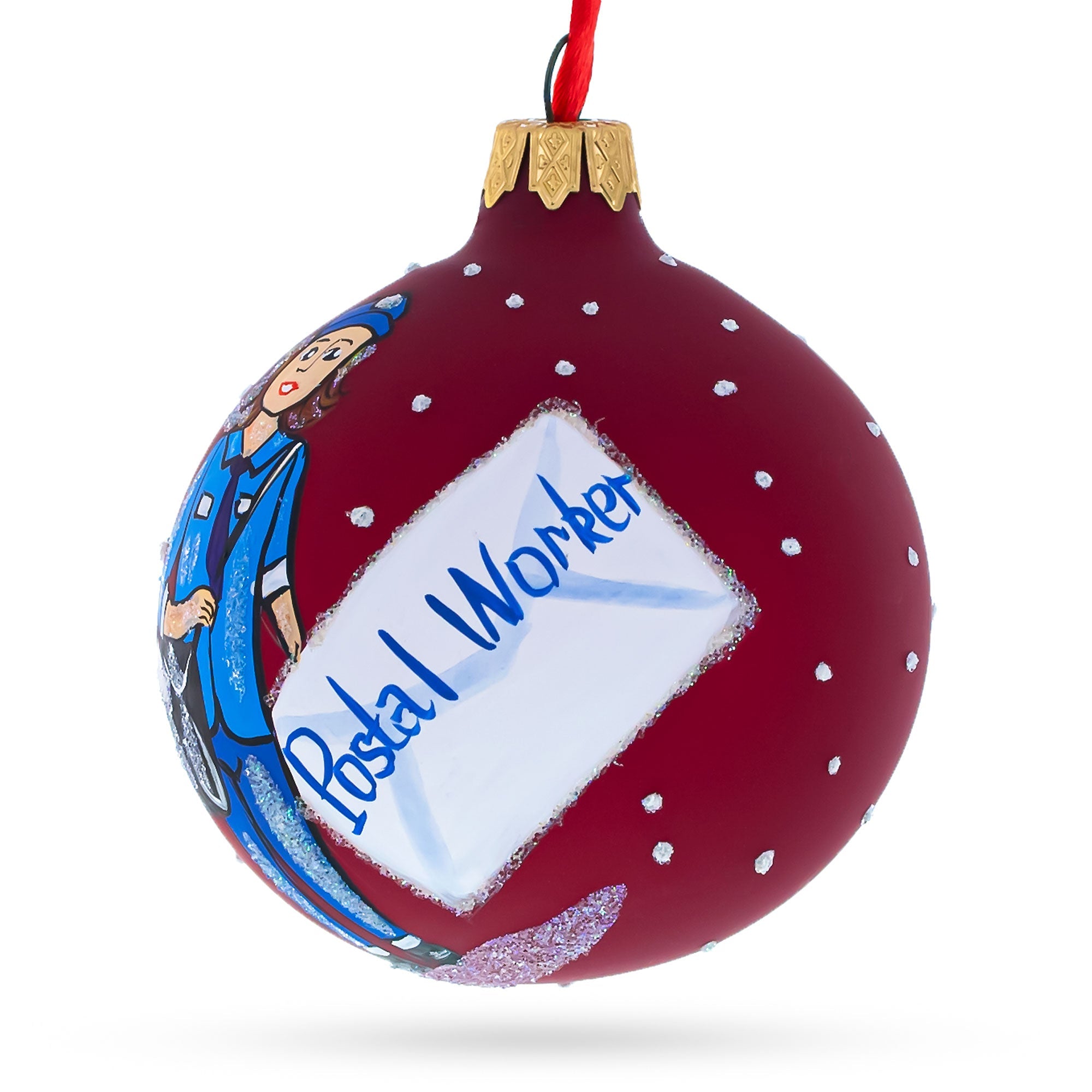 Diligent Postal Worker - Blown Glass Ball Christmas Ornament 3.25 Inches