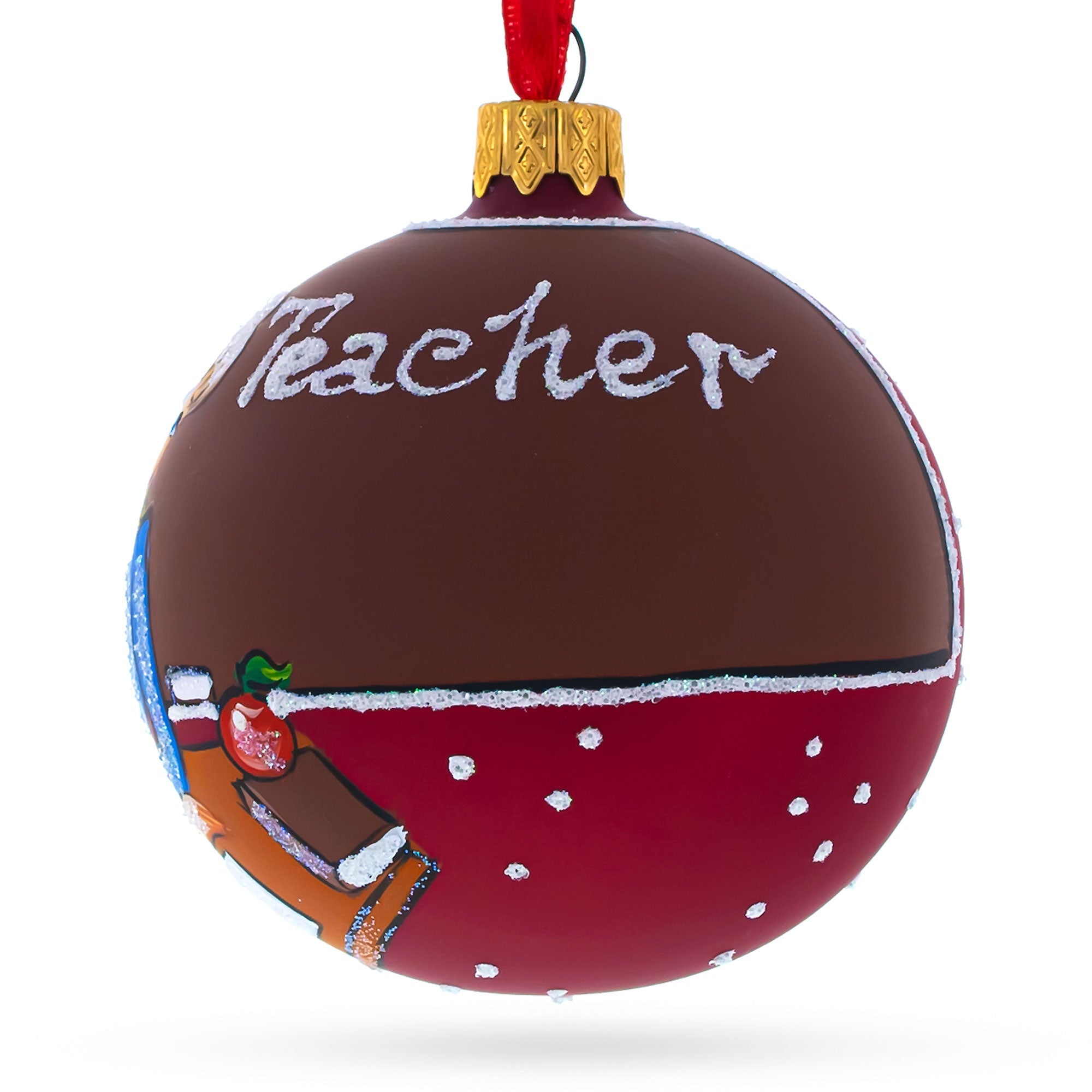 Inspiring School Teacher - Blown Glass Ball Christmas Ornament 3.25 Inches