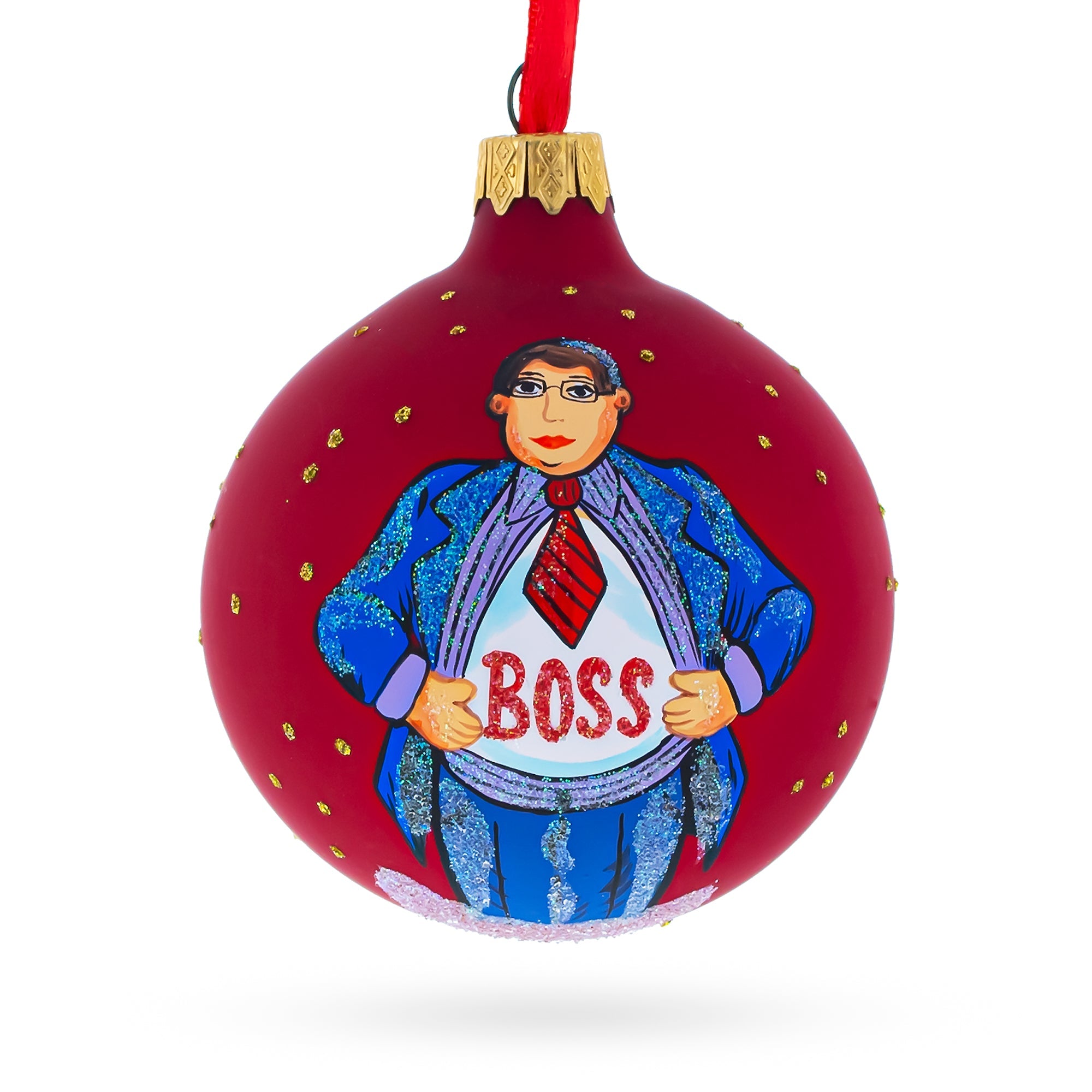 Leading With Style: Boss Blown Glass Ball Christmas Ornament 3.25 Inches