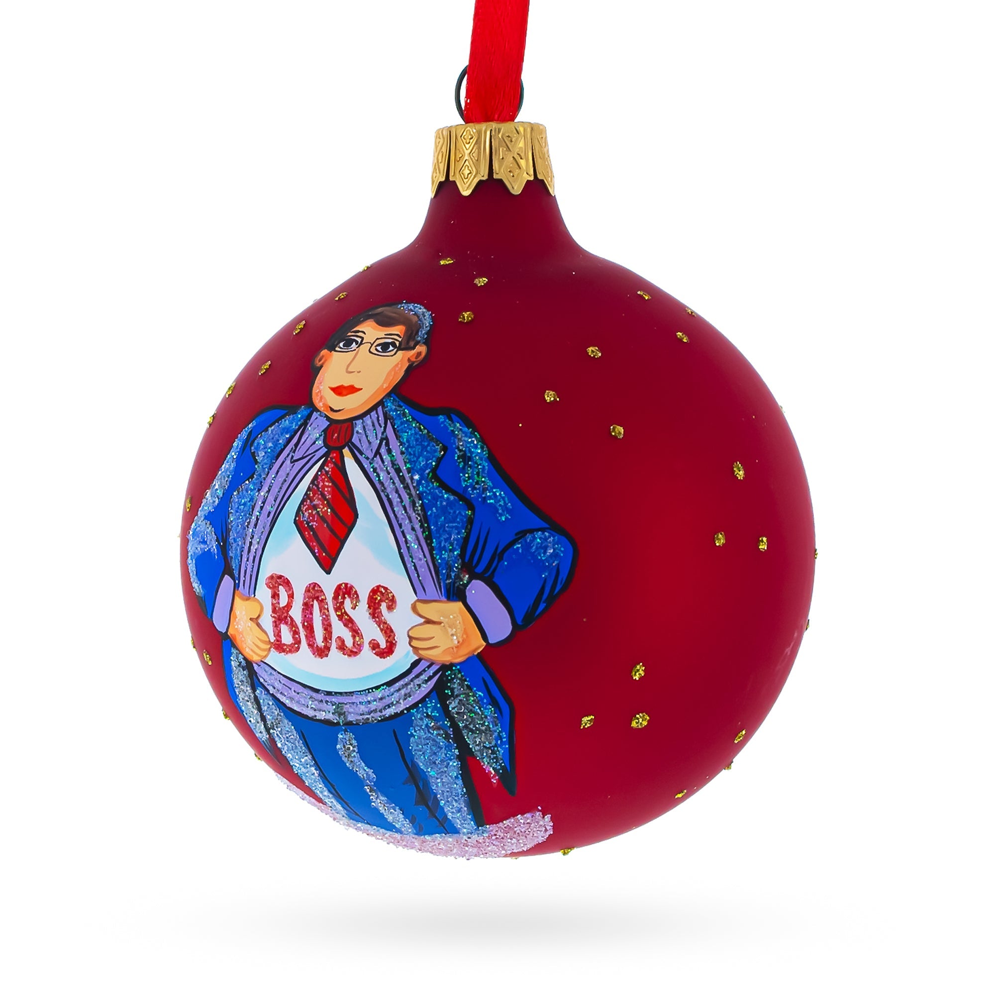 Leading With Style: Boss Blown Glass Ball Christmas Ornament 3.25 Inches