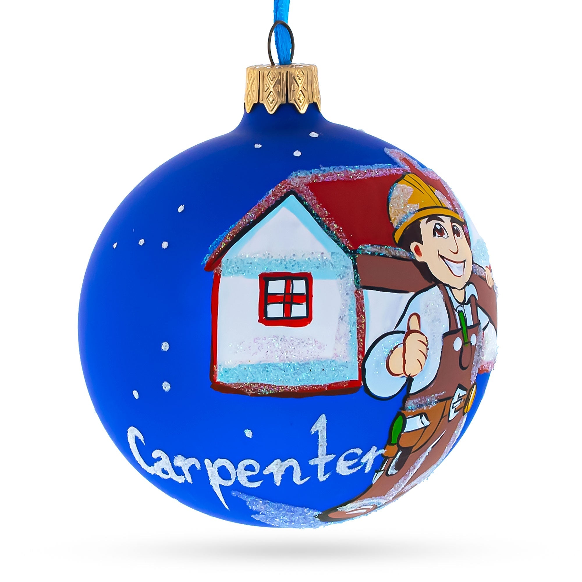 Craftsman At Work: Carpenter Blown Glass Ball Christmas Ornament 3.25 Inches