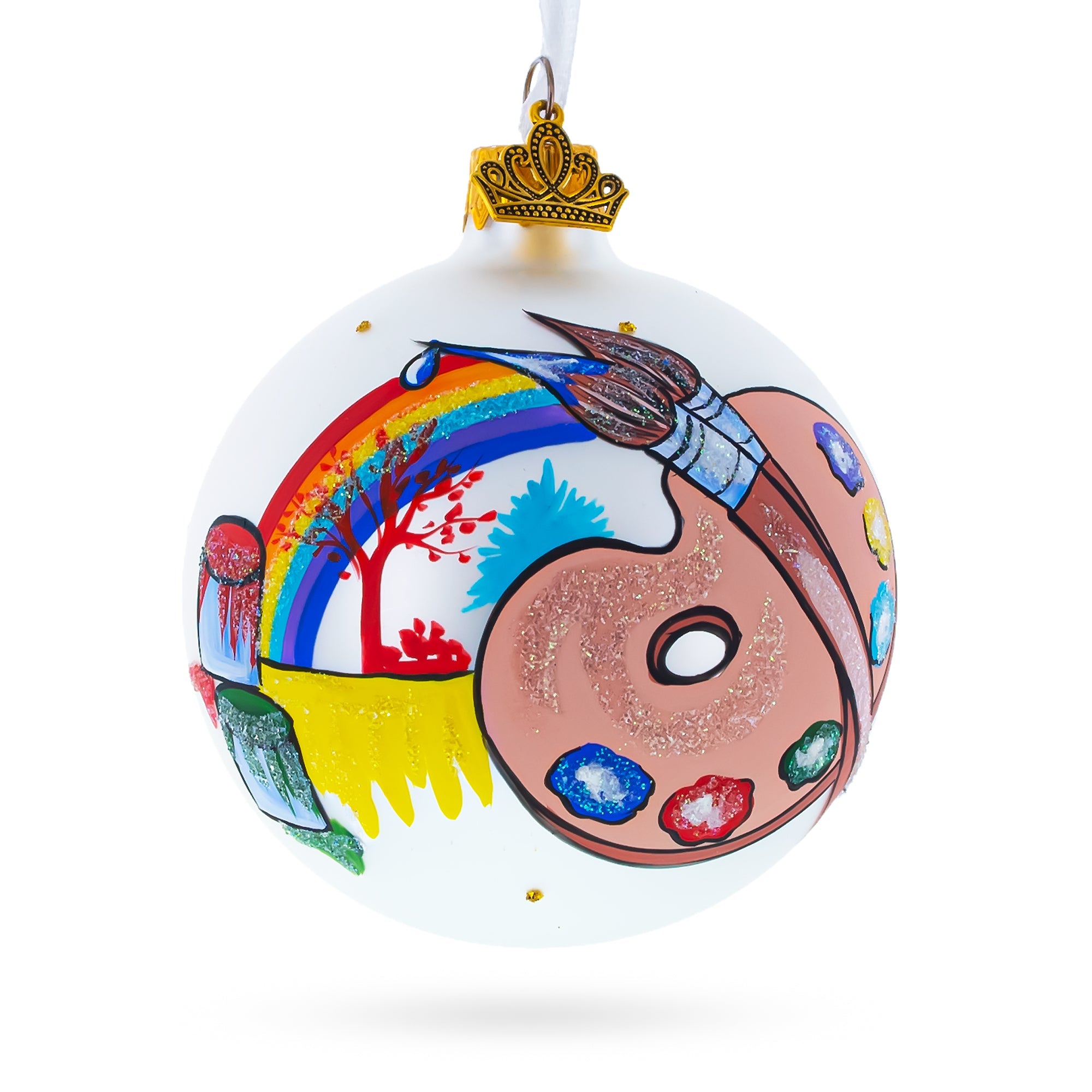 Creative Palette: Art Tools For Artist Blown Glass Ball Christmas Ornament 3.25 Inches