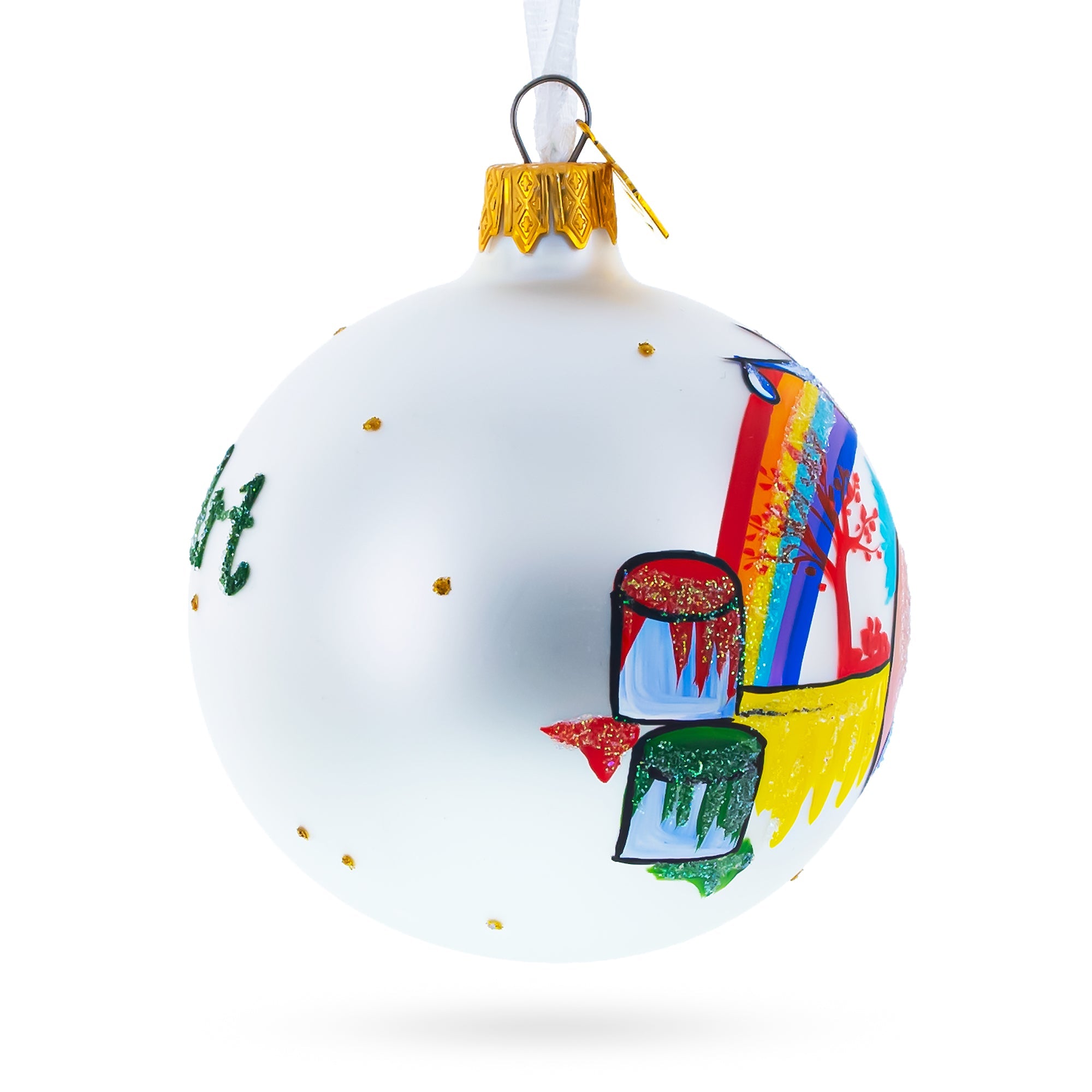 Creative Palette: Art Tools For Artist Blown Glass Ball Christmas Ornament 3.25 Inches