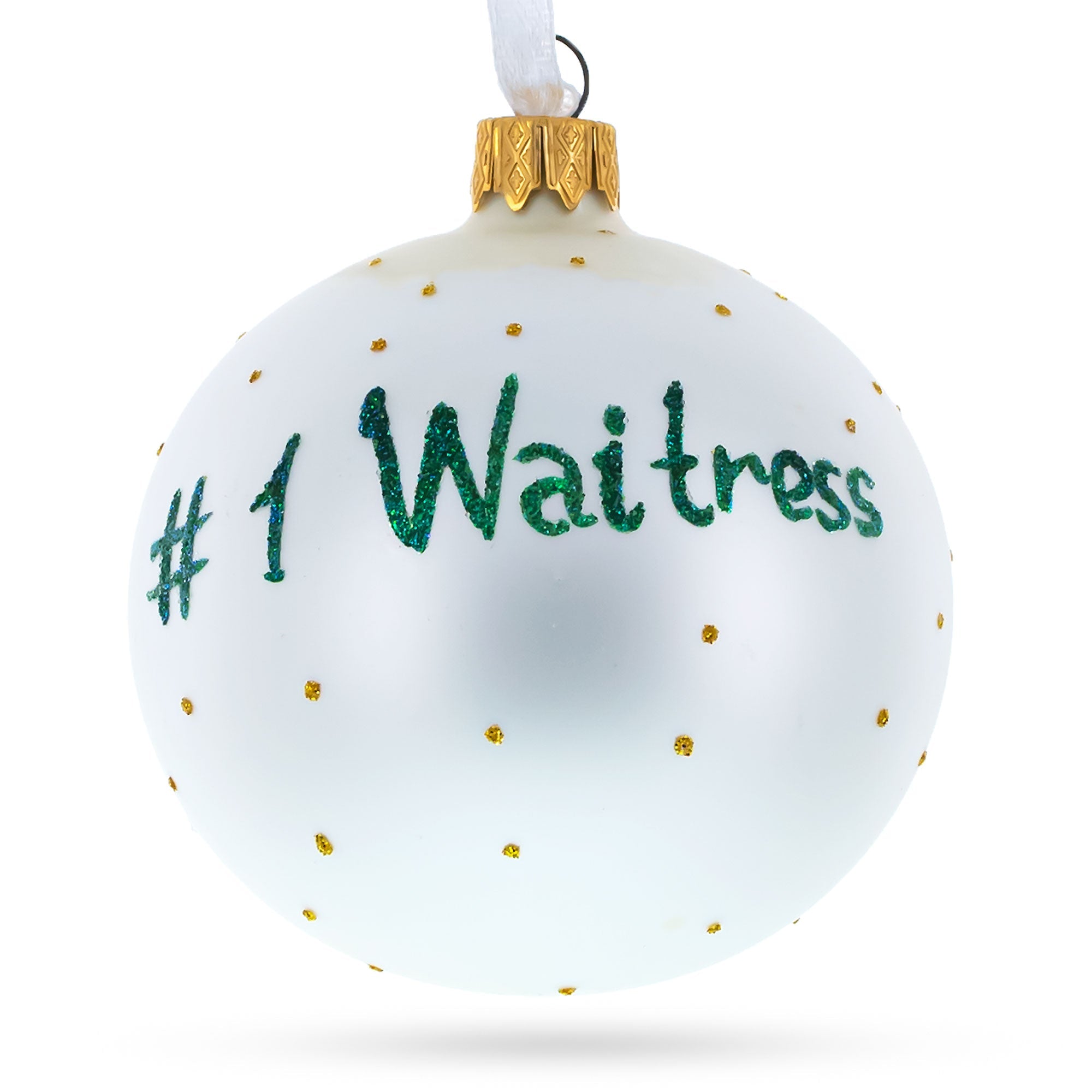 Service With A Smile: Waitress Blown Glass Ball Christmas Ornament 3.25 Inches