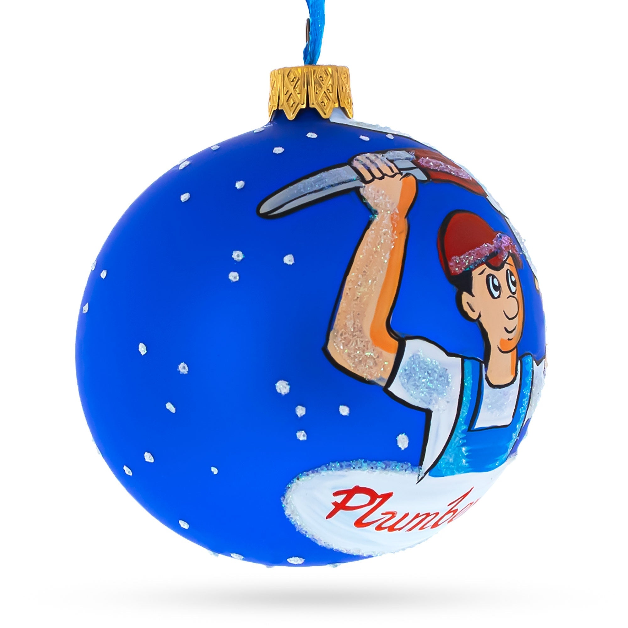 Pipe Master: Plumber Blown Glass Ball Christmas Ornament 3.25 Inches