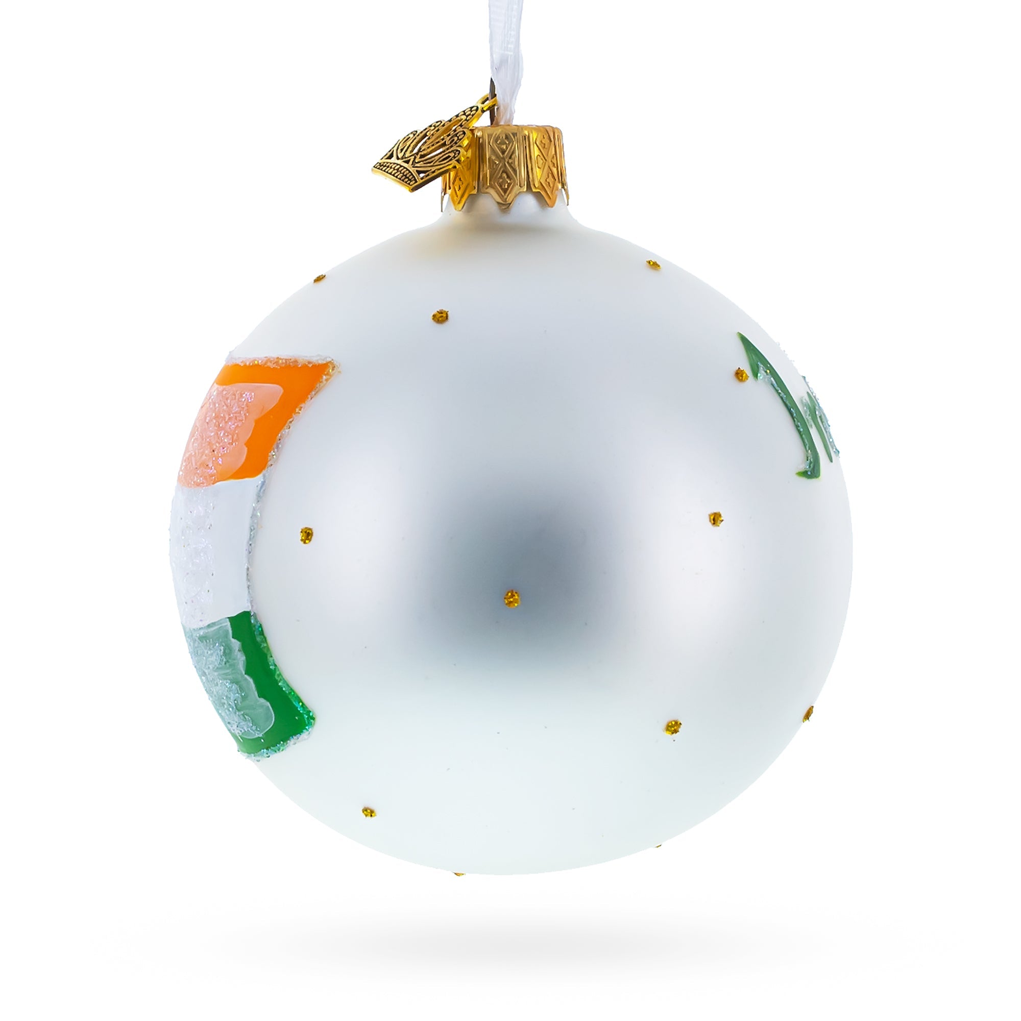 Flag Of India Blown Glass Ball Christmas Ornament 3.25 Inches