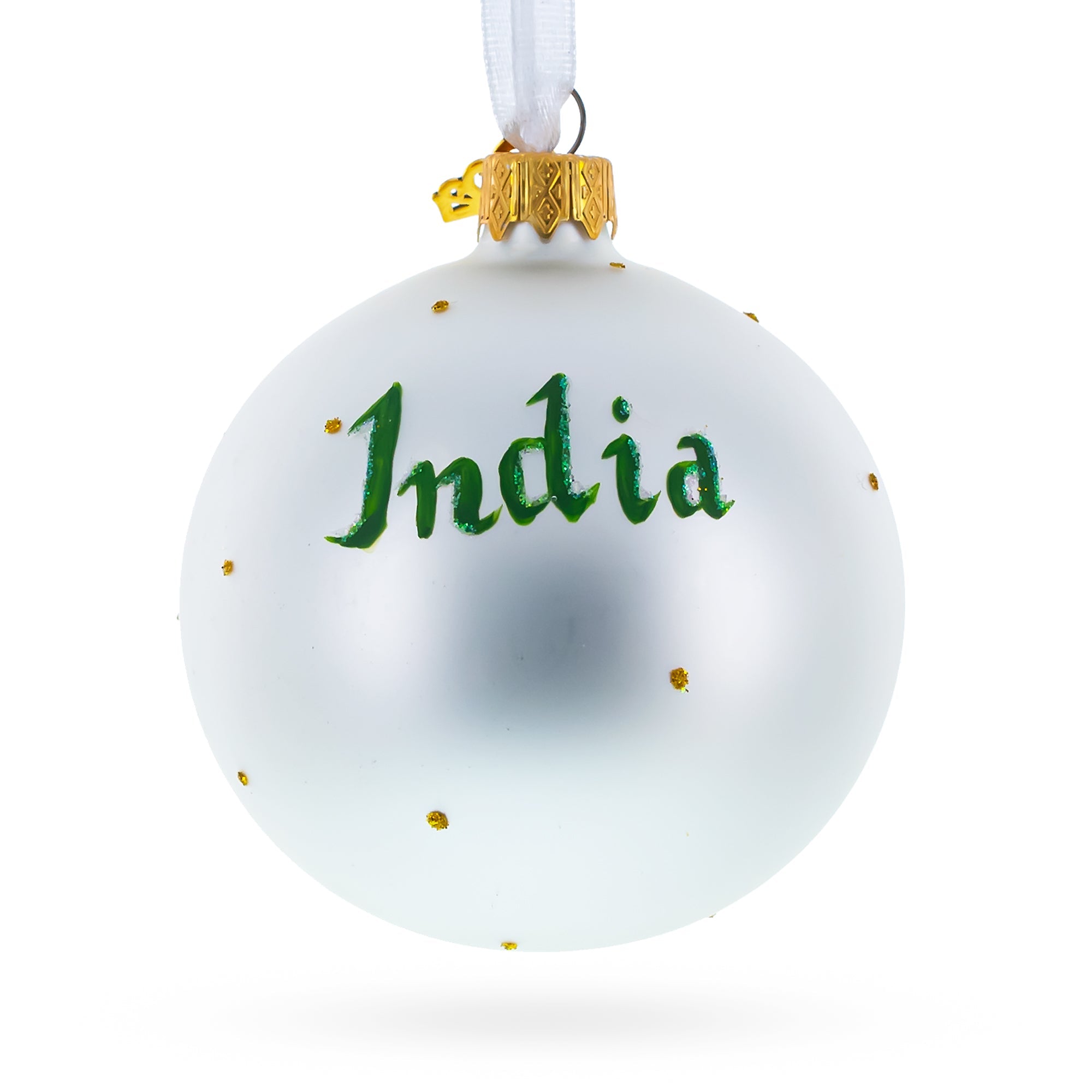 Flag Of India Blown Glass Ball Christmas Ornament 3.25 Inches