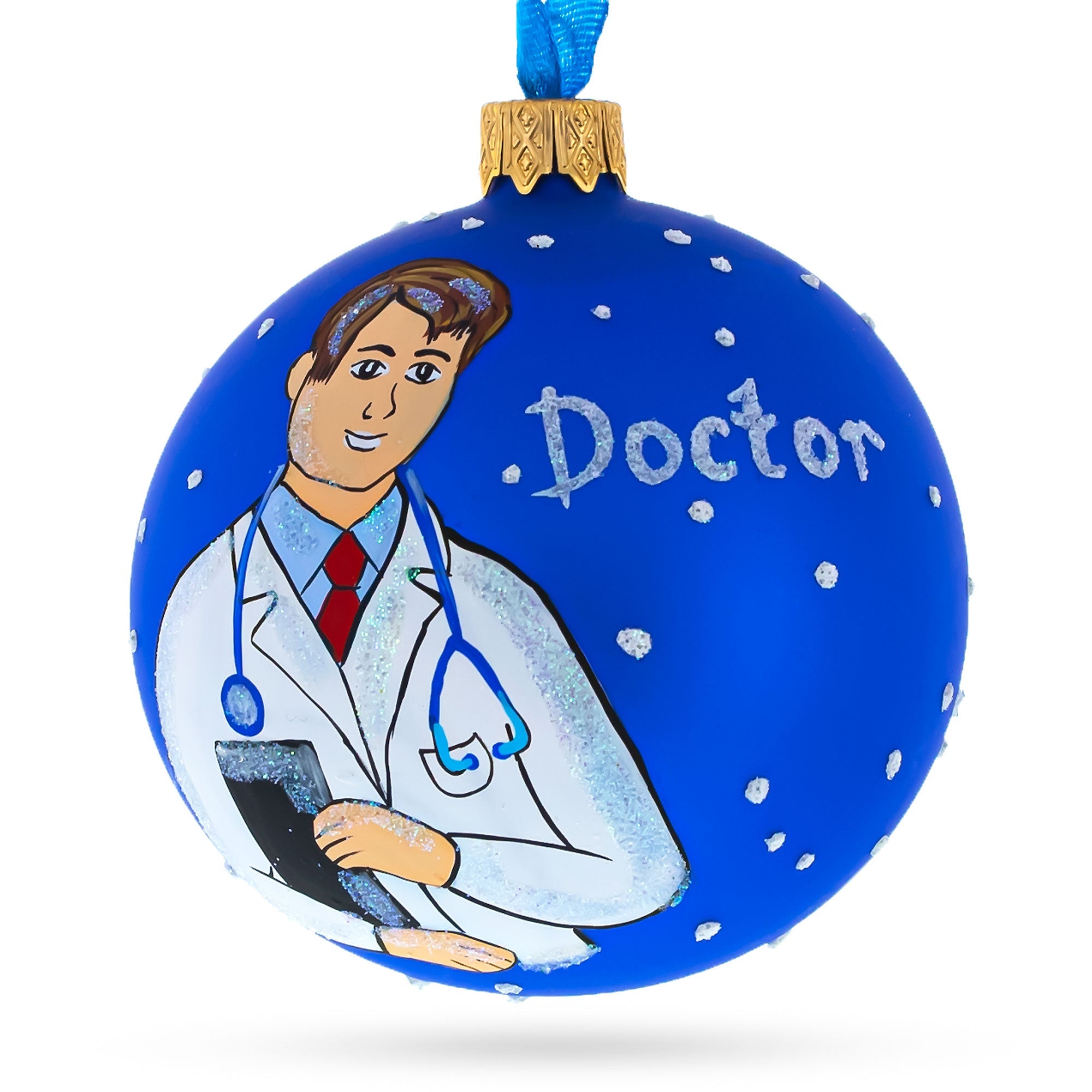 Healing Hands: Doctor Blown Glass Ball Christmas Ornament 3.25 Inches