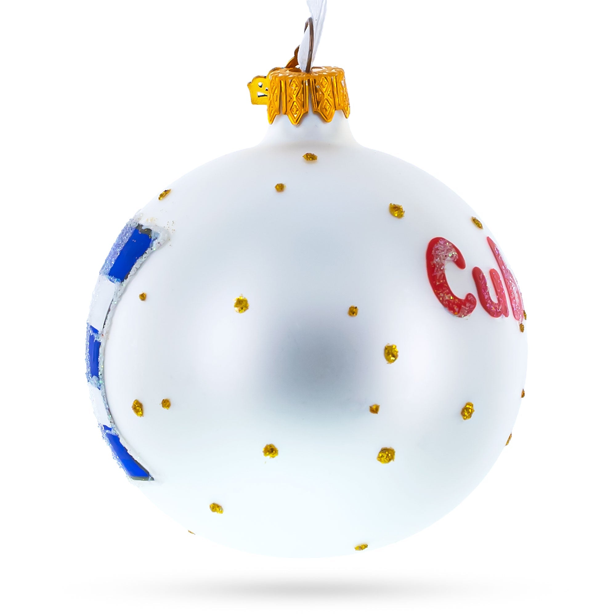 Flag Of Cuba Blown Glass Ball Christmas Ornament 3.25 Inches (made In Ukraine)