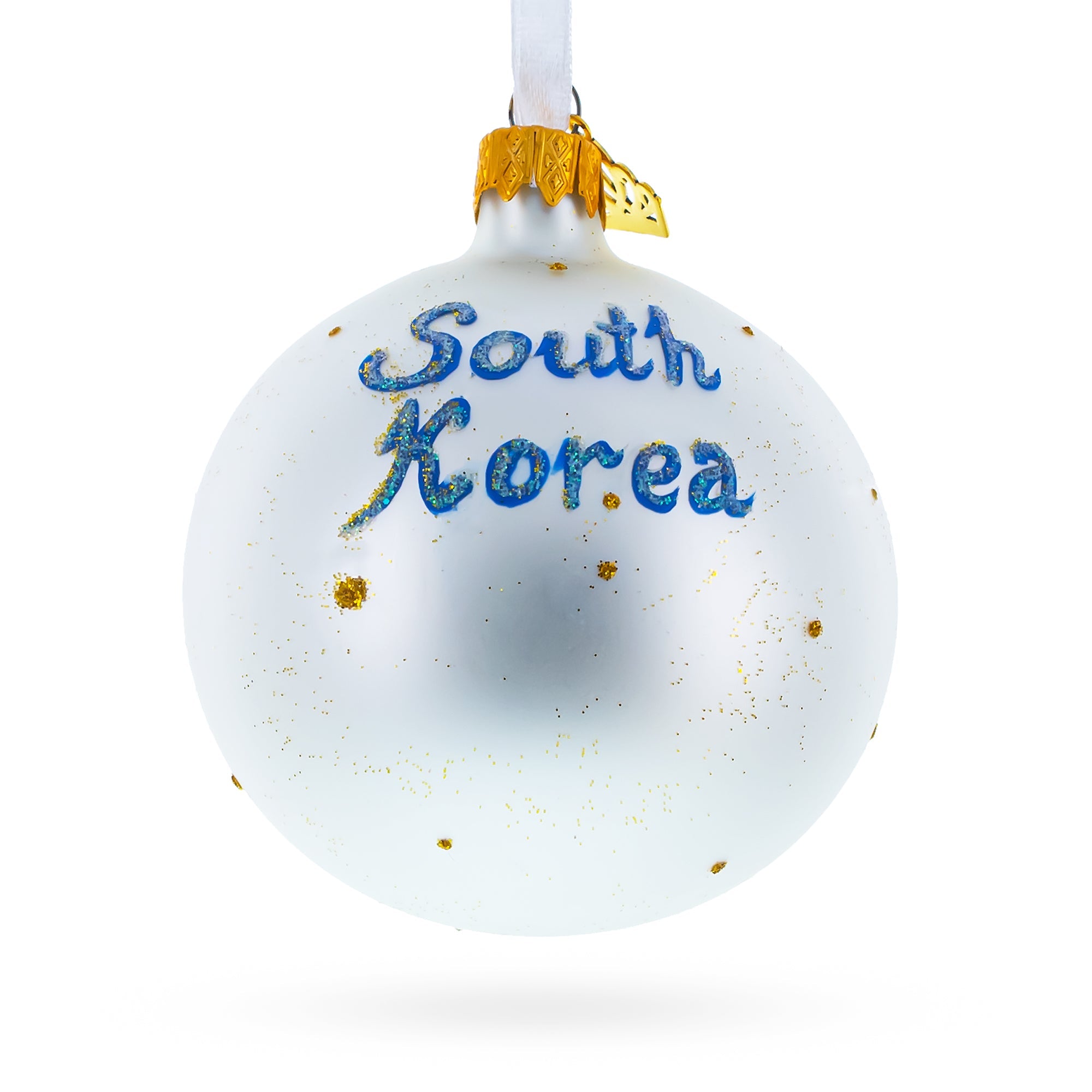 Flag Of South Korea Blown Glass Ball Christmas Ornament 3.25 Inches