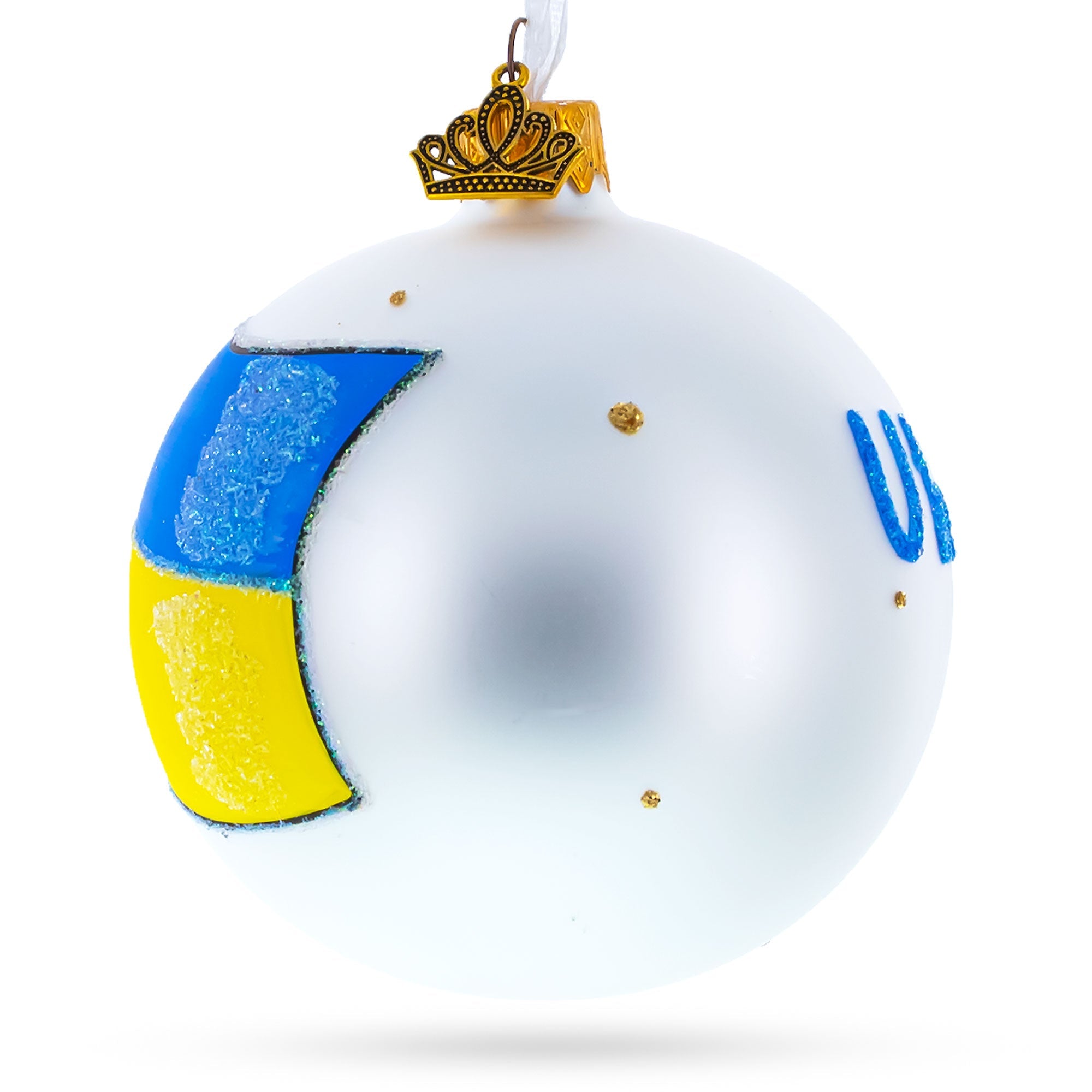 Flag Of Ukraine Blown Glass Ball Christmas Ornament 3.25 Inches