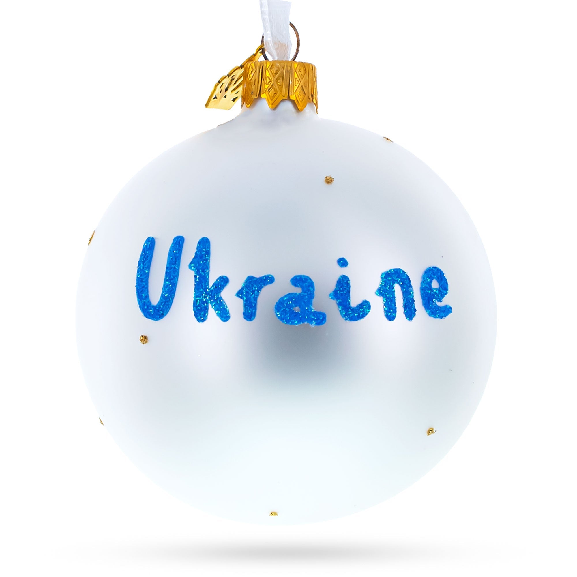 Flag Of Ukraine Blown Glass Ball Christmas Ornament 3.25 Inches