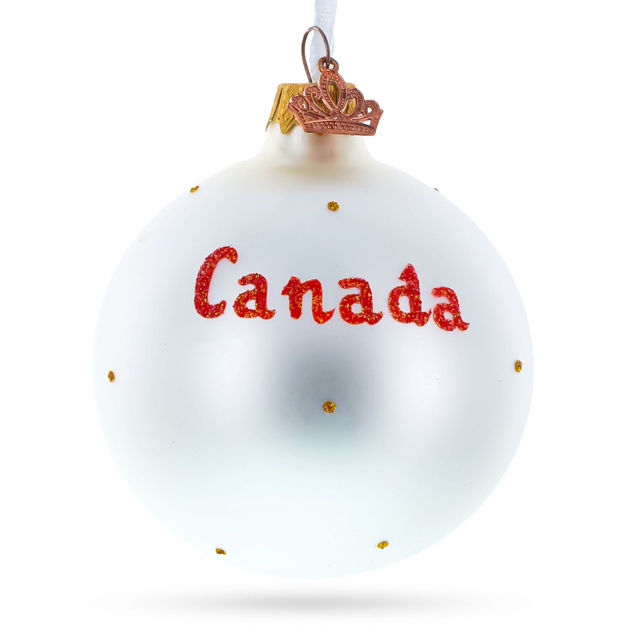 Flag Of Canada Blown Glass Ball Christmas Ornament 3.25 Inches