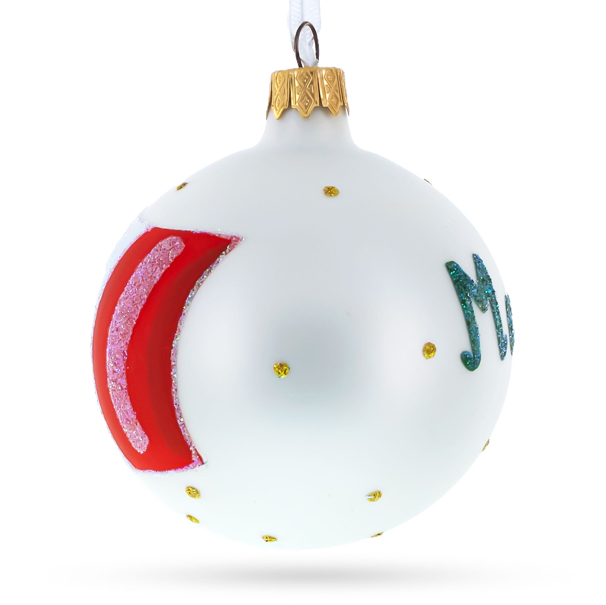 Flag Of Mexico Blown Glass Ball Christmas Ornament 3.25 Inches