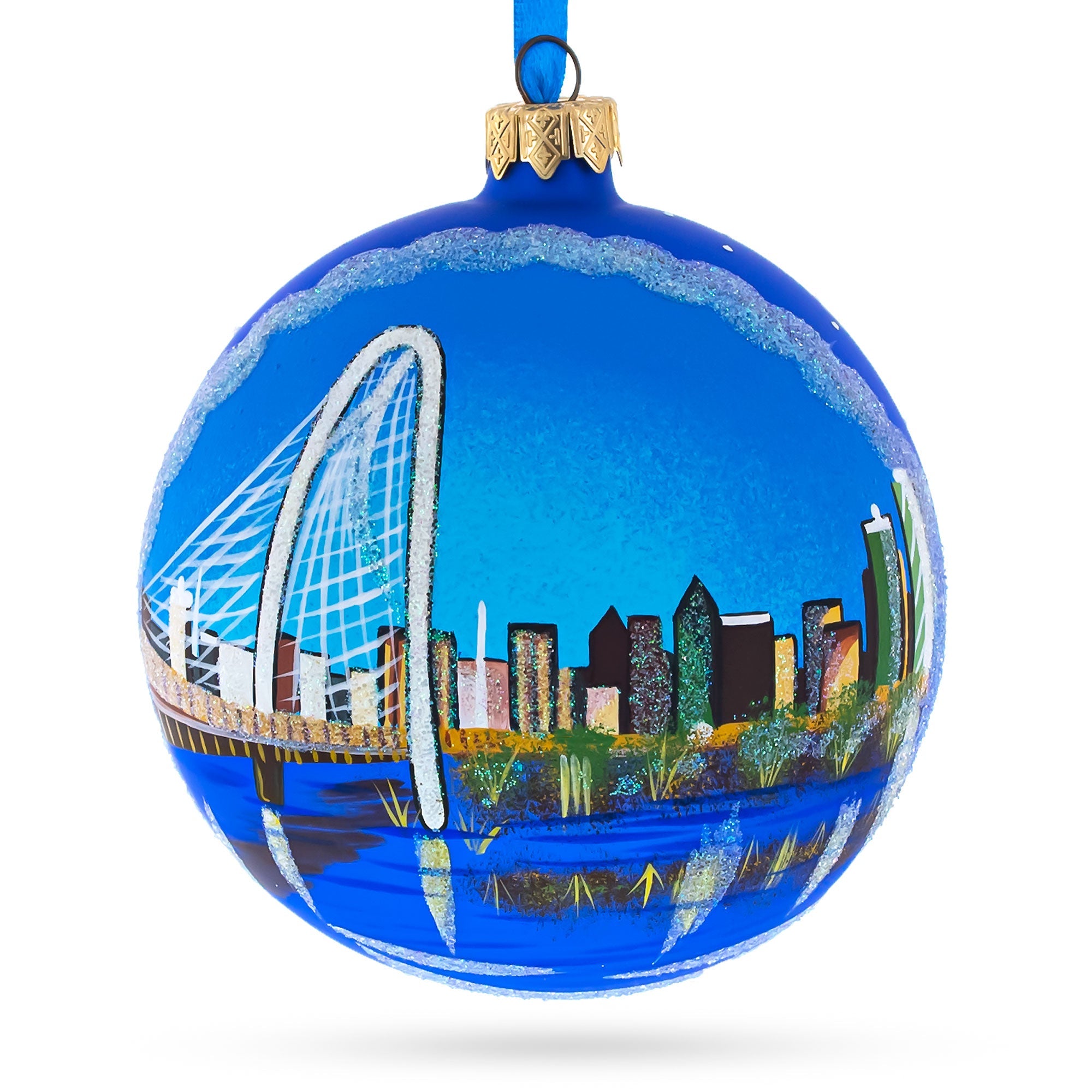 Dallas, Texas Glass Ball Christmas Ornament 4 Inches