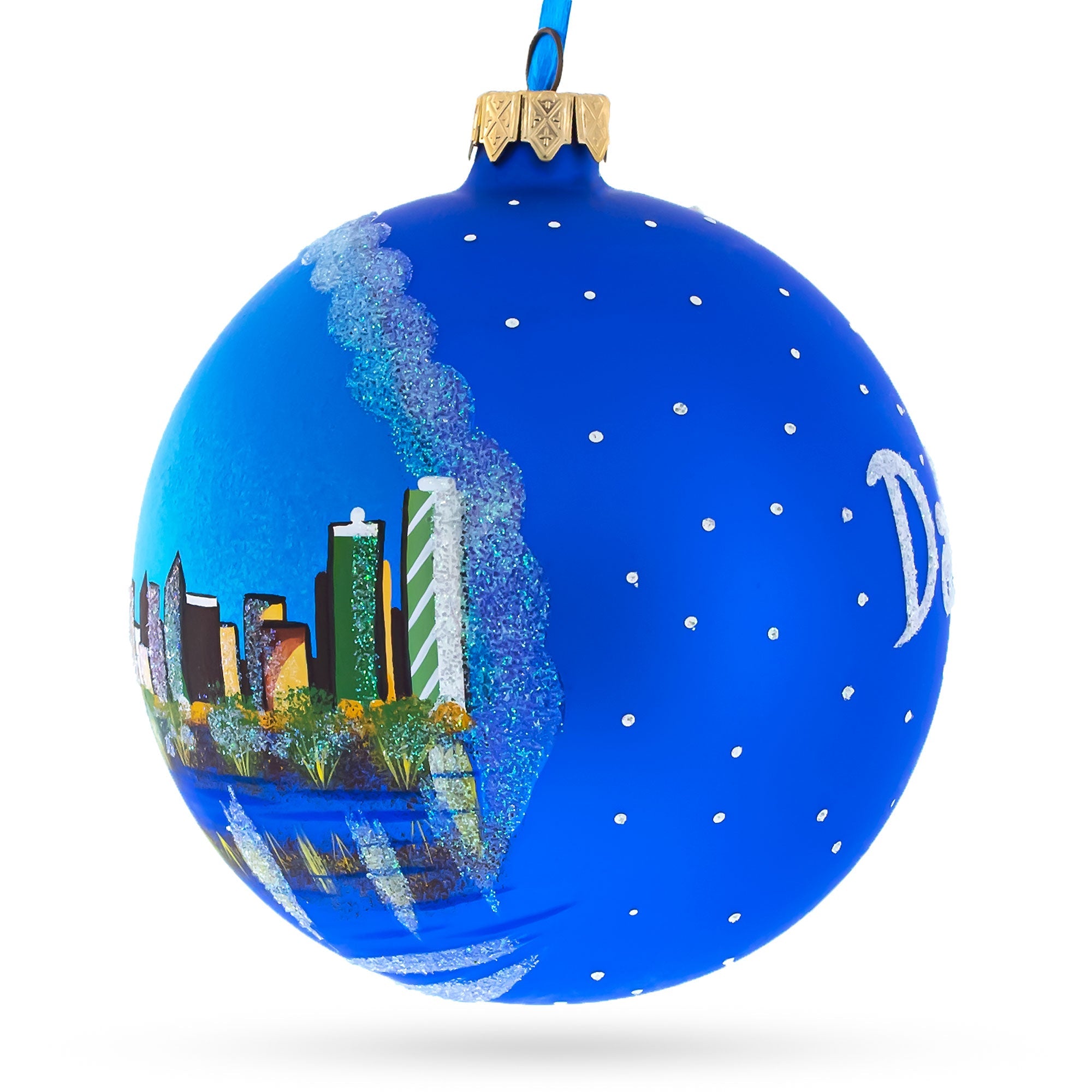 Dallas, Texas Glass Ball Christmas Ornament 4 Inches