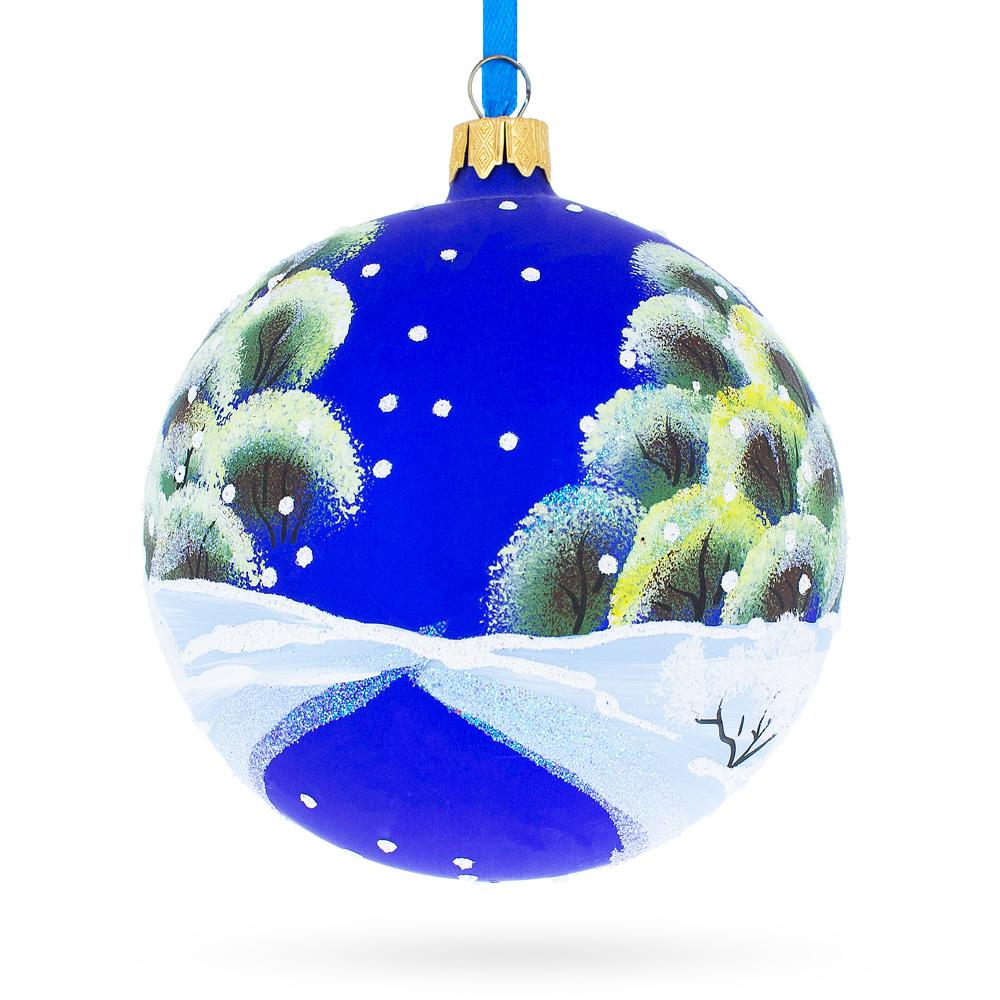 Festive Pigs Decorating Tree Blown Glass Ball Christmas Ornament 4 Inches