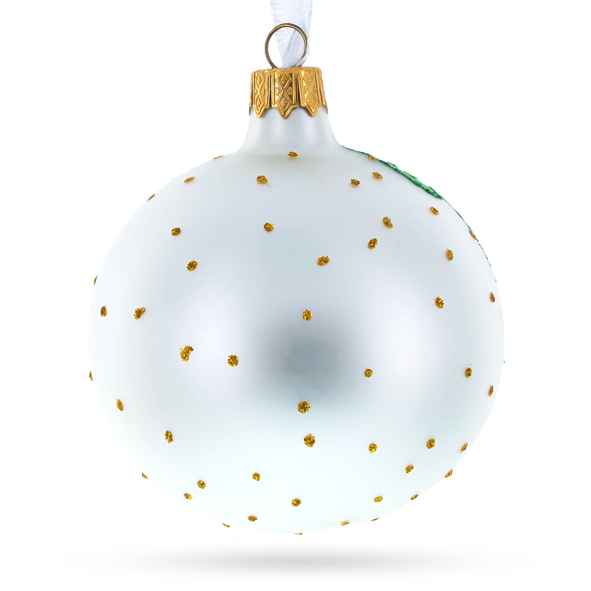 Yuletide Elegance: Nutcracker And Christmas Tree Blown Glass Ball Ornament 3.25 Inches