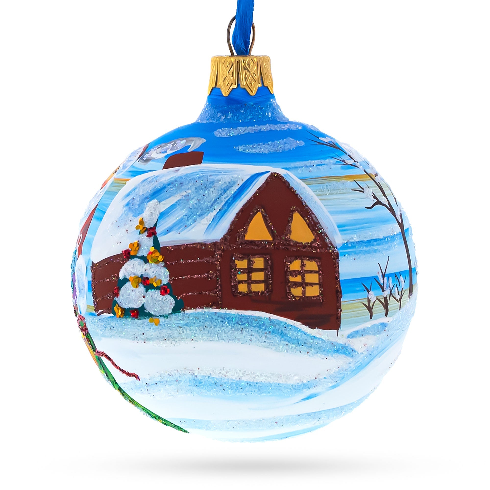 Generous Santa: Santa With Bag Of Gifts Blown Glass Ball Christmas Ornament 3.25 Inches