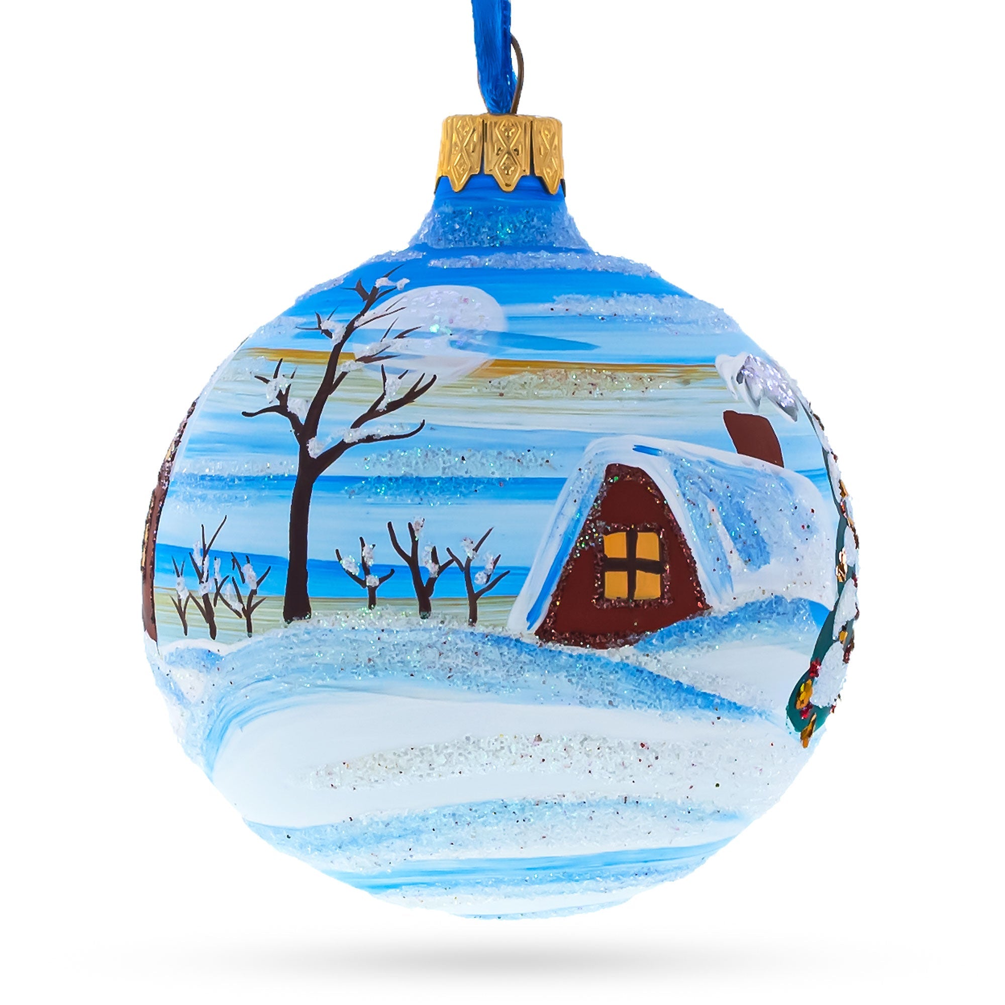 Generous Santa: Santa With Bag Of Gifts Blown Glass Ball Christmas Ornament 3.25 Inches