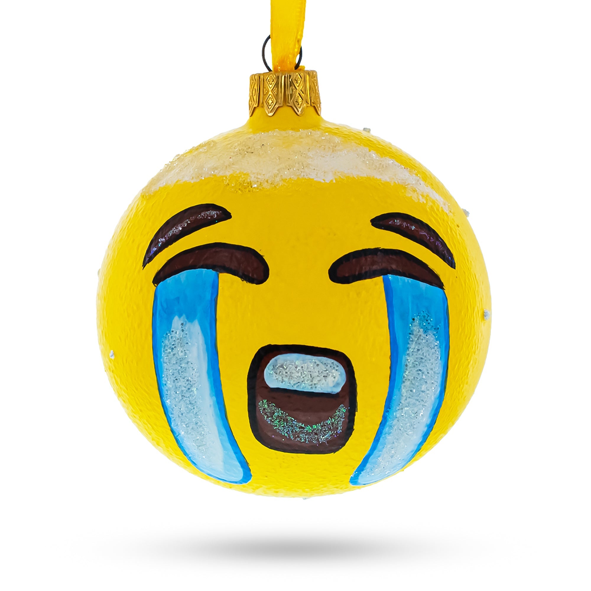 Loudly Crying: Facial Expressions Blown Glass Ball Christmas Ornament 3.25 Inches