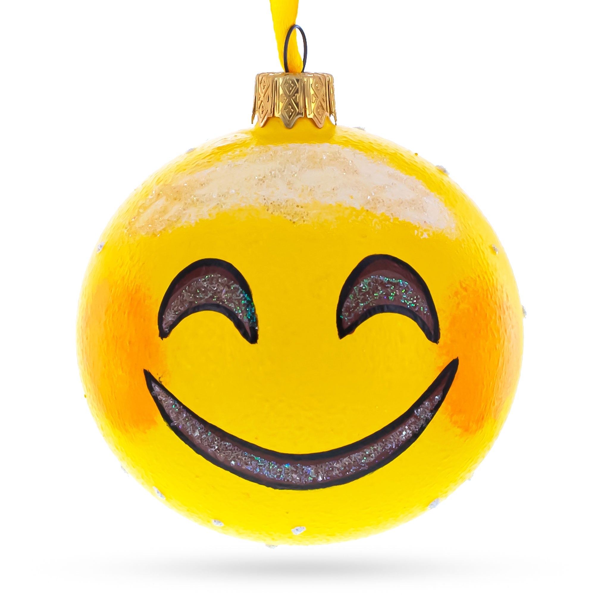 Radiant Smiling Facial Expressions Glass Ball Christmas Ornament 3.25 Inches