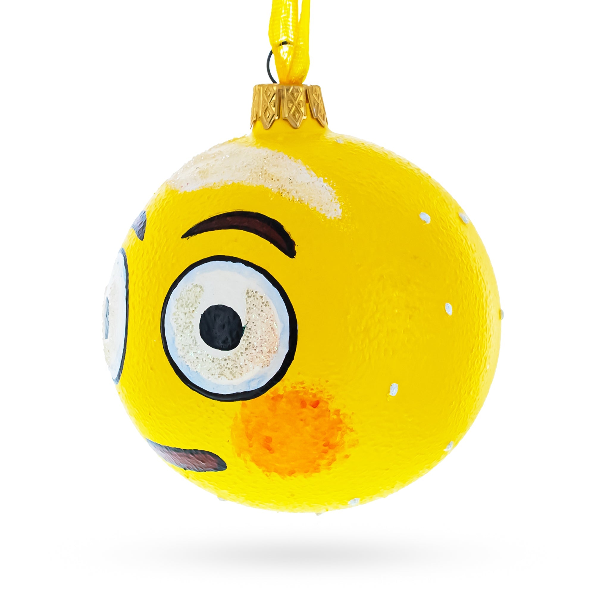 Rolling Eyes Facial Expressions Blown Glass Ball Christmas Ornament 3.25 Inches