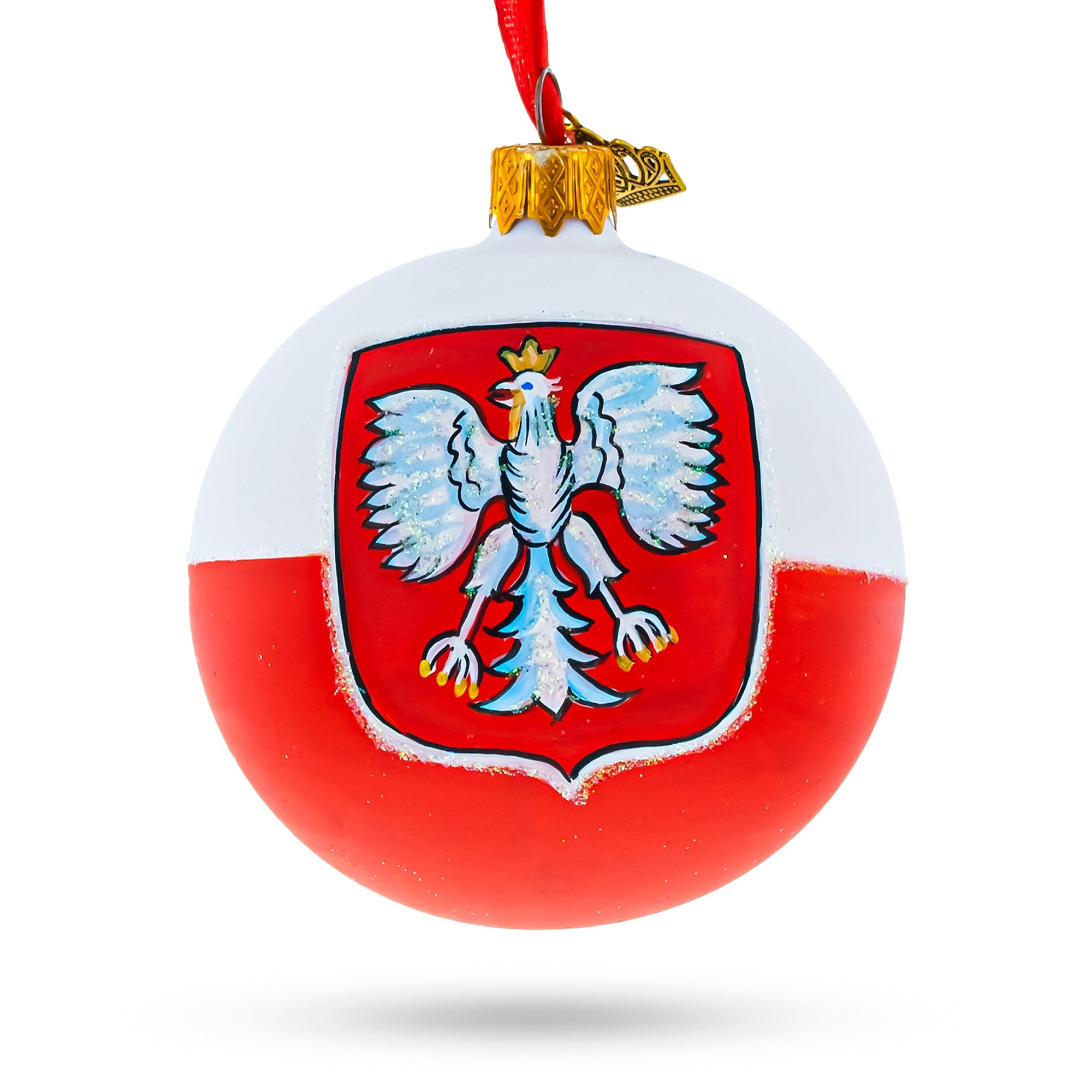 Proudly Polish: Coat Of Arms Blown Glass Ball Christmas Ornament 3.25 Inches