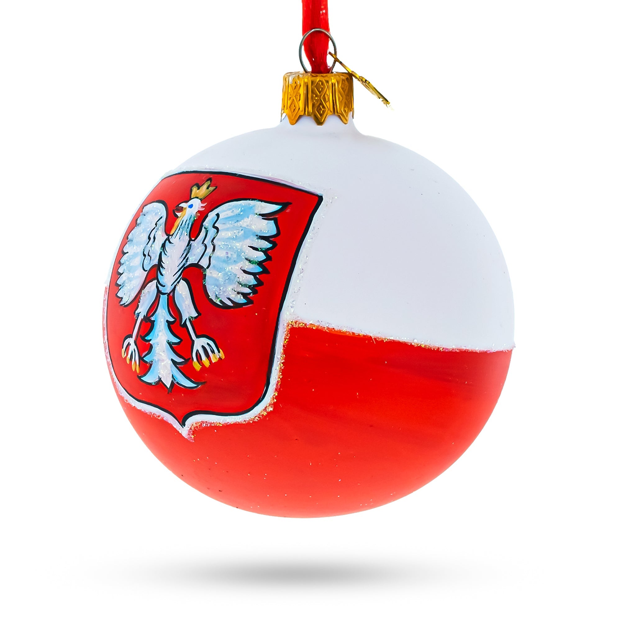 Proudly Polish: Coat Of Arms Blown Glass Ball Christmas Ornament 3.25 Inches