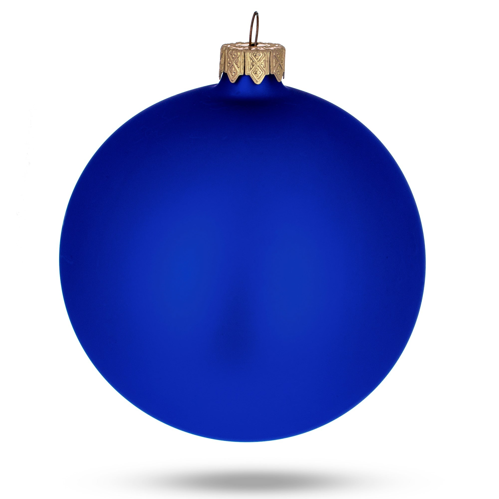 Set Of 4 Blue Matte Glass Ball Christmas Ornaments 4 Inches