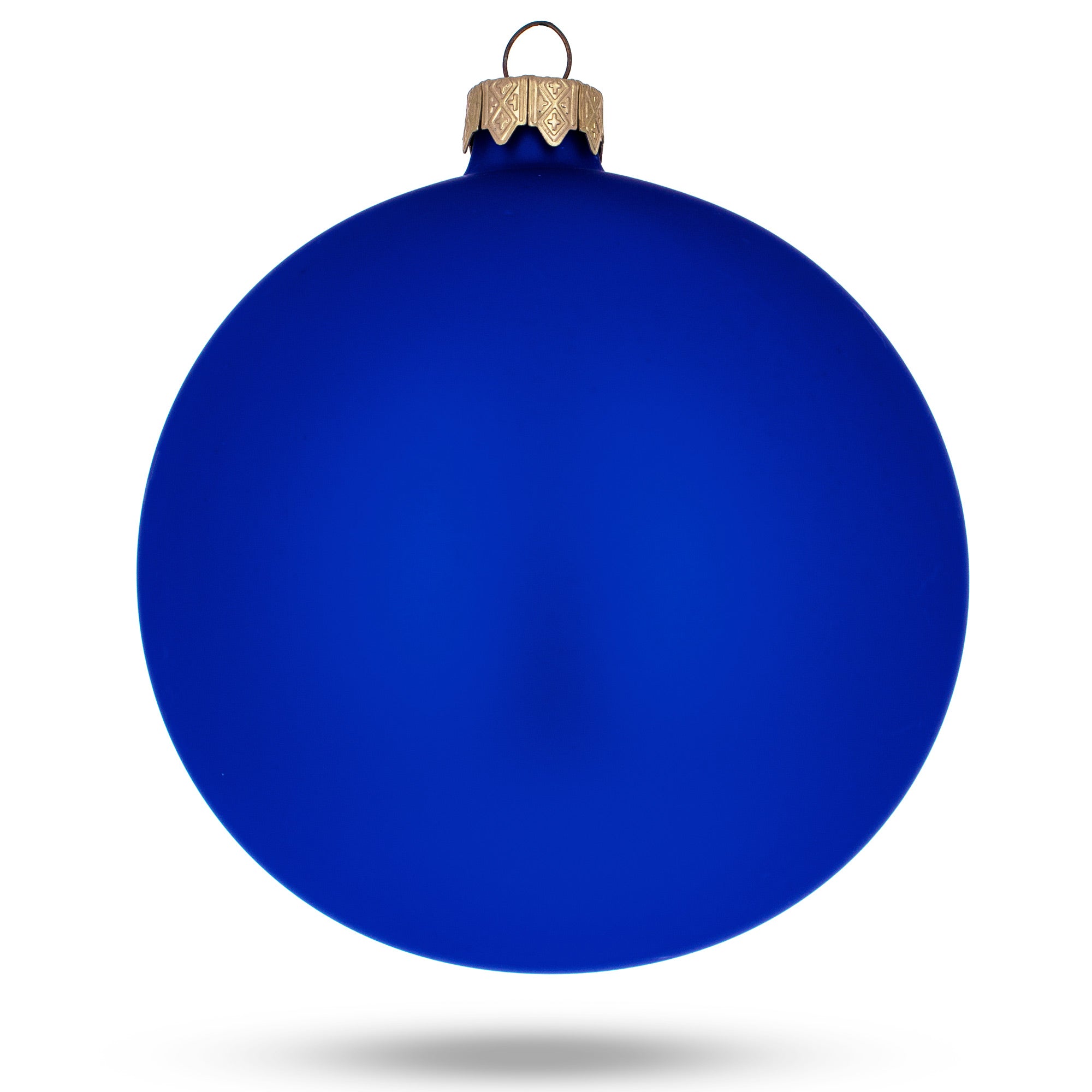 Set Of 4 Blue Matte Glass Ball Christmas Ornaments 4 Inches