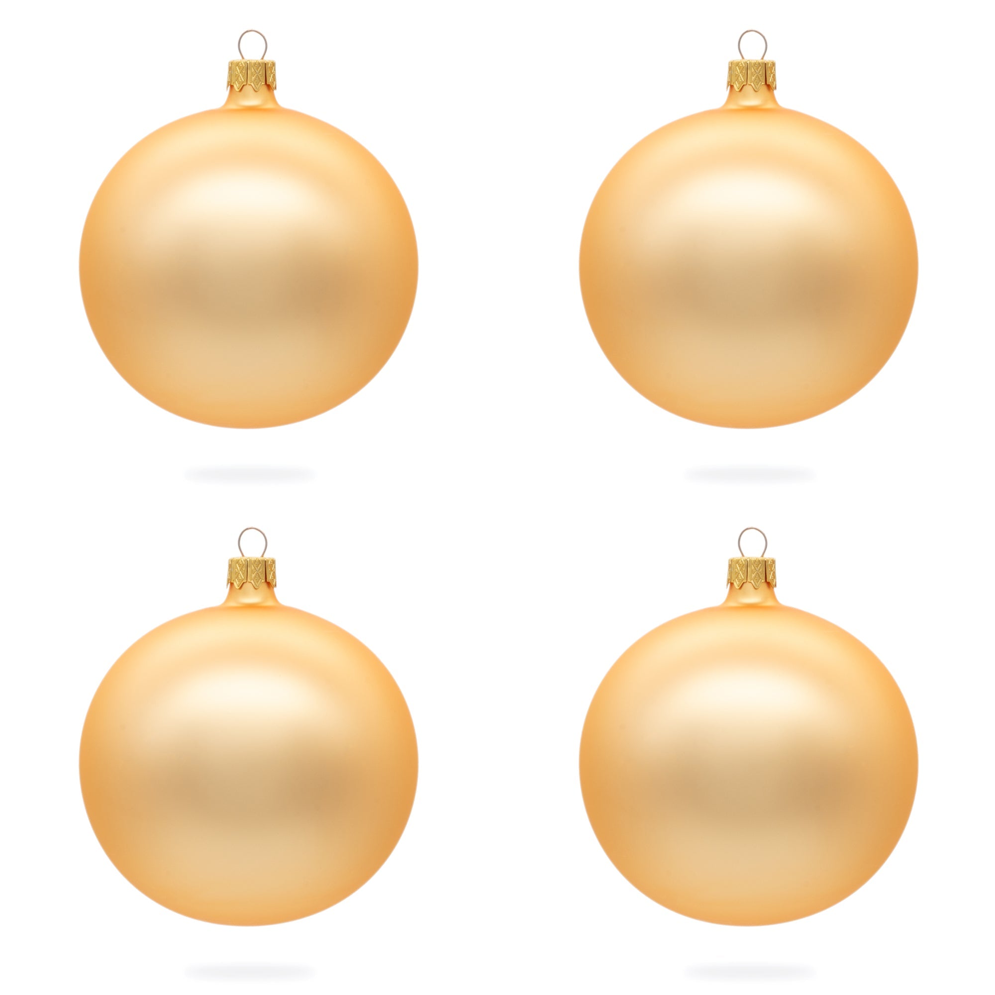 Set Of 4 Rose Gold Glass Ball Ornaments 4 Inches