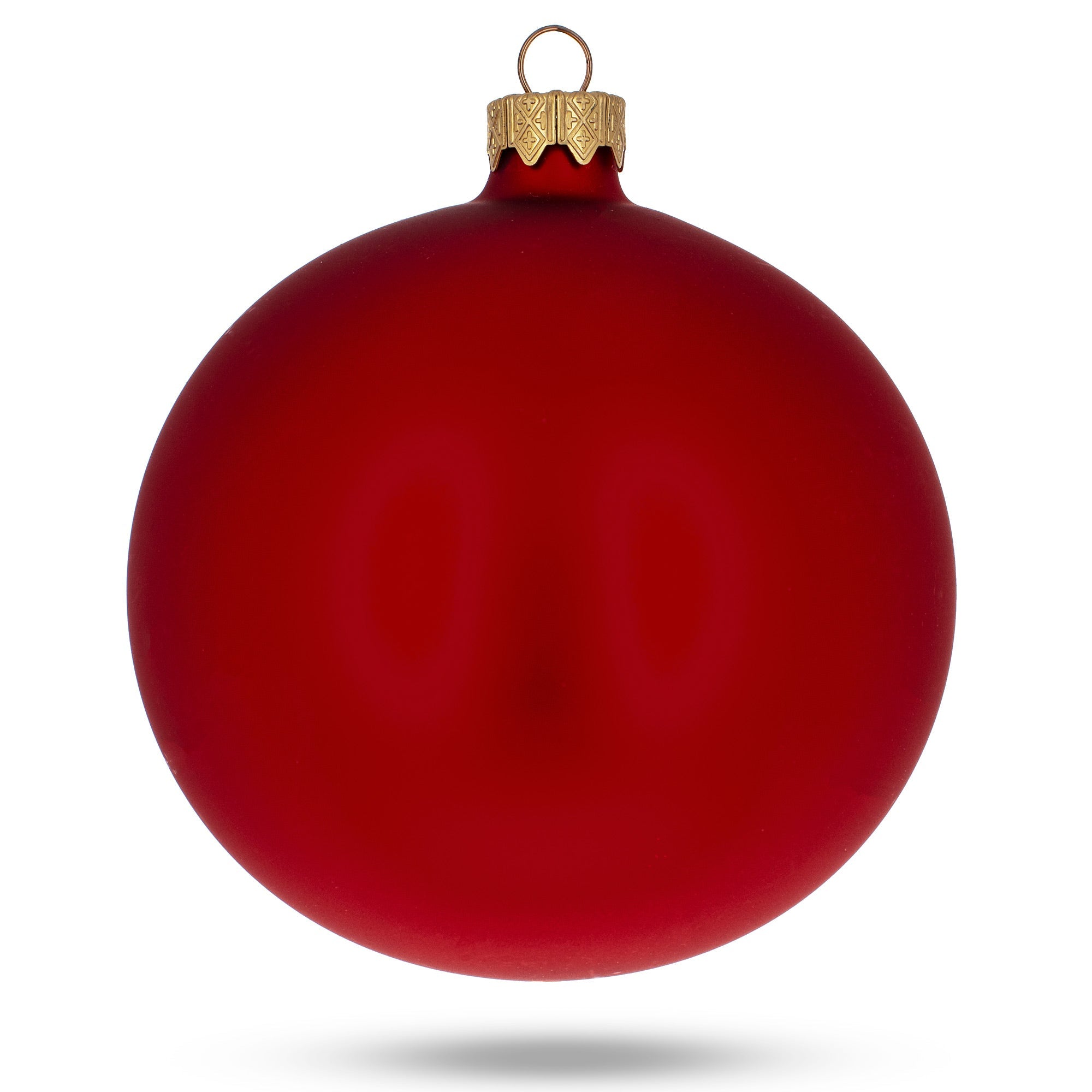 Set Of 4 Red Matte Glass Ball Christmas Ornaments 4 Inches