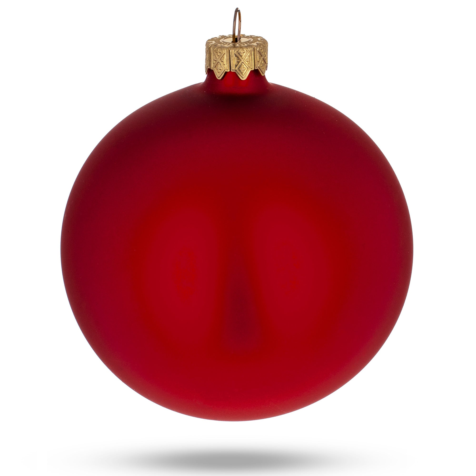 Set Of 4 Red Matte Glass Ball Christmas Ornaments 4 Inches