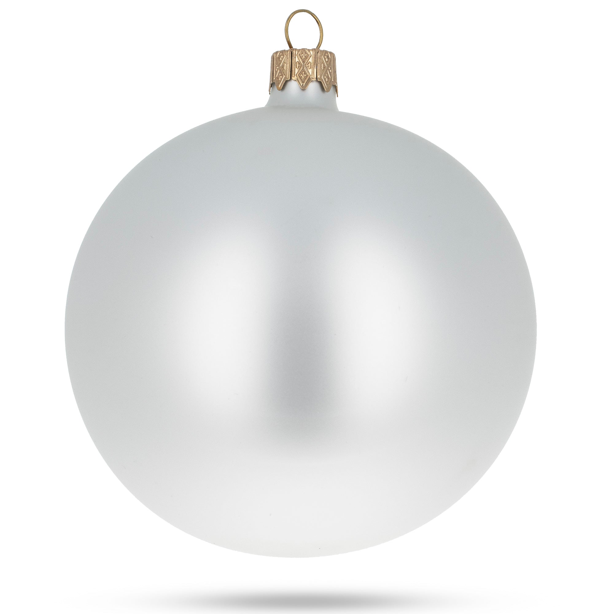 Set Of 4 White Matte Glass Ball Christmas Ornaments 4 Inches