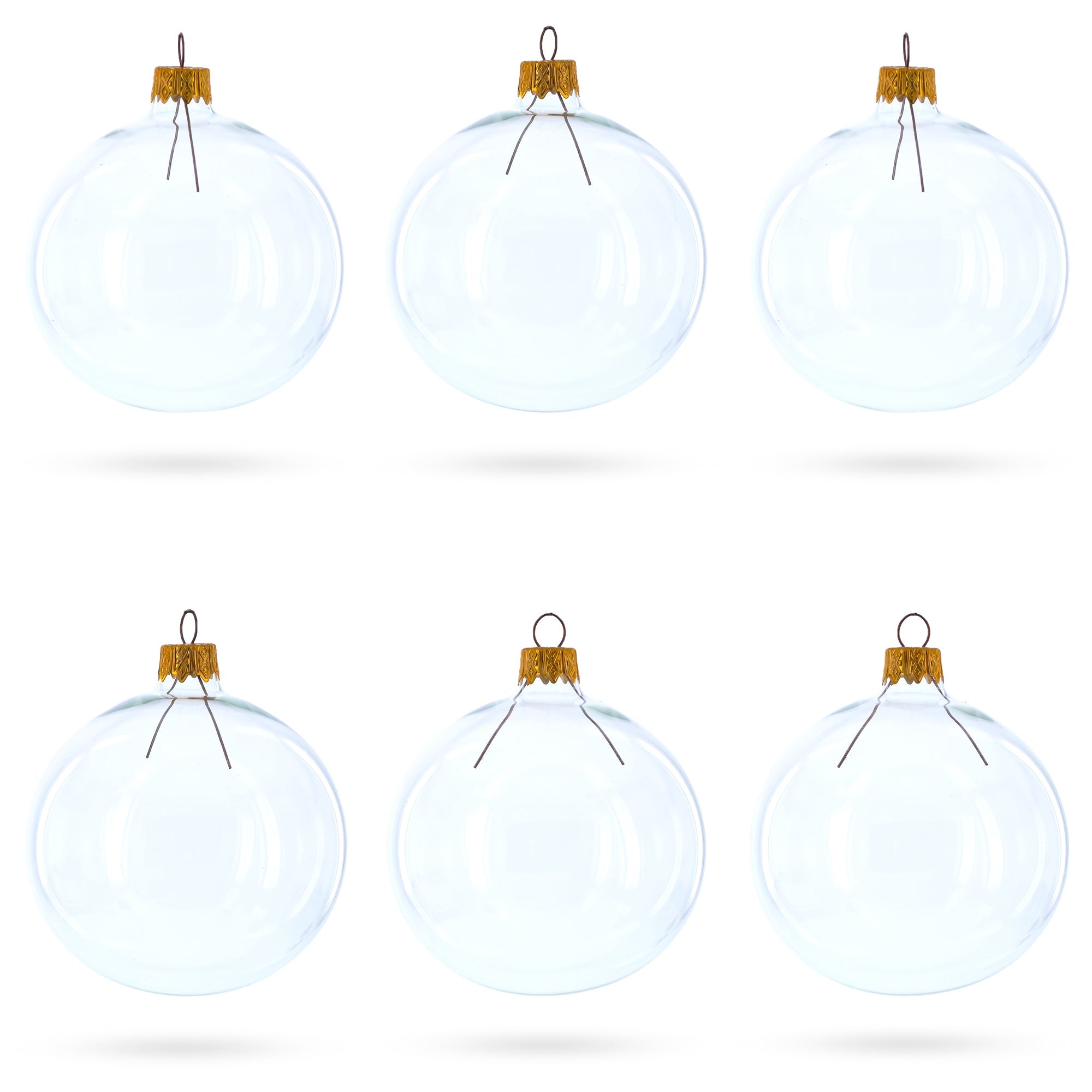 Set Of 6 Clear Glass Ball Christmas Ornaments Diy Craft 3.25 Inches