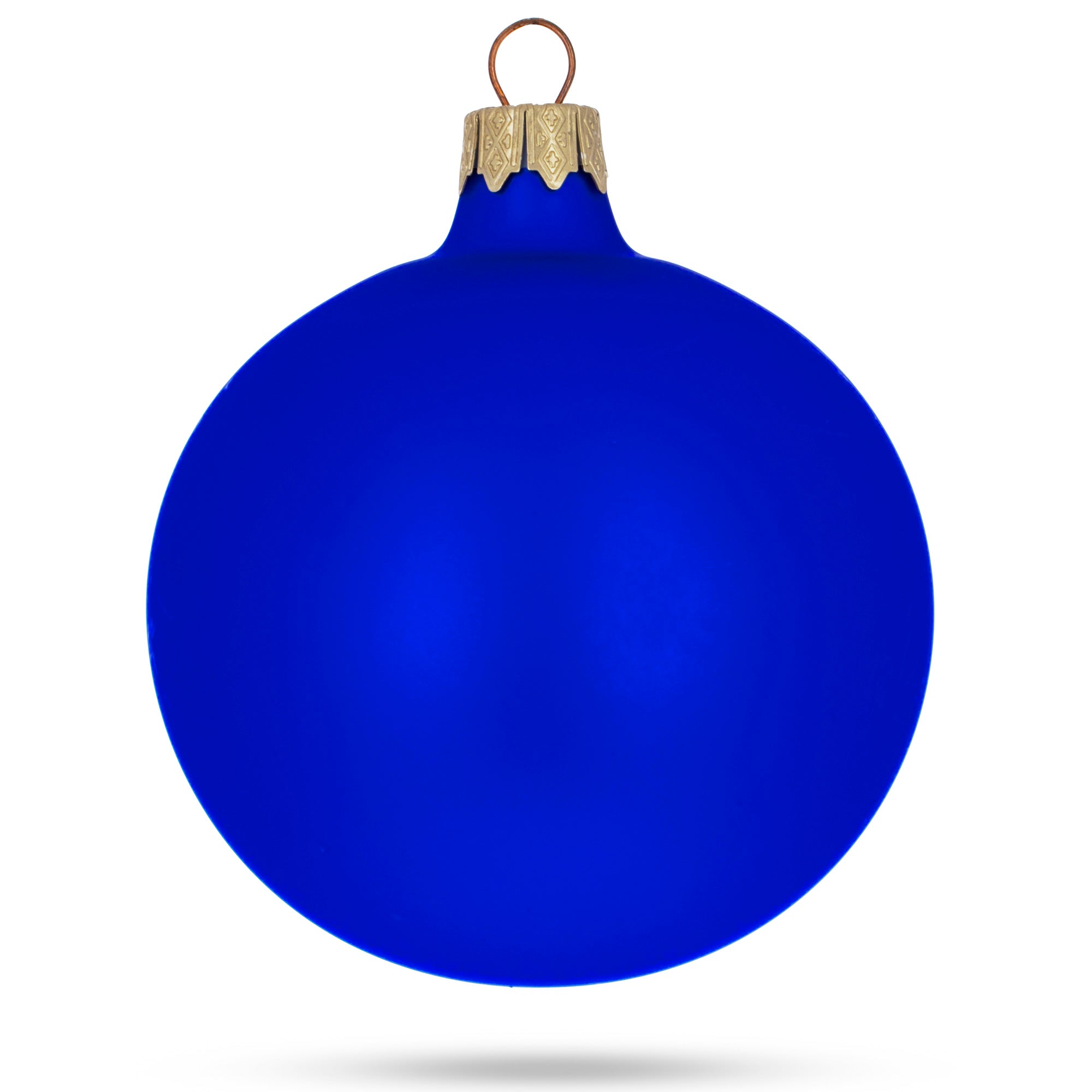 Set Of 6 Blue Matte Glass Ball Christmas Ornaments 3.25 Inches