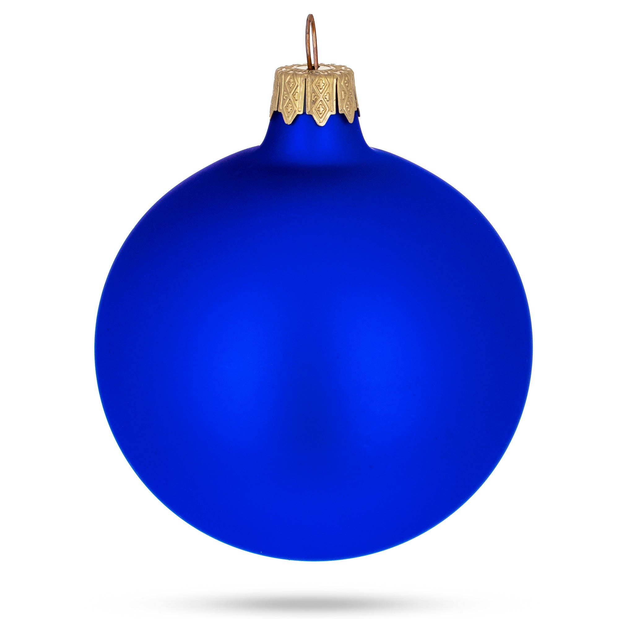 Set Of 6 Blue Matte Glass Ball Christmas Ornaments 3.25 Inches