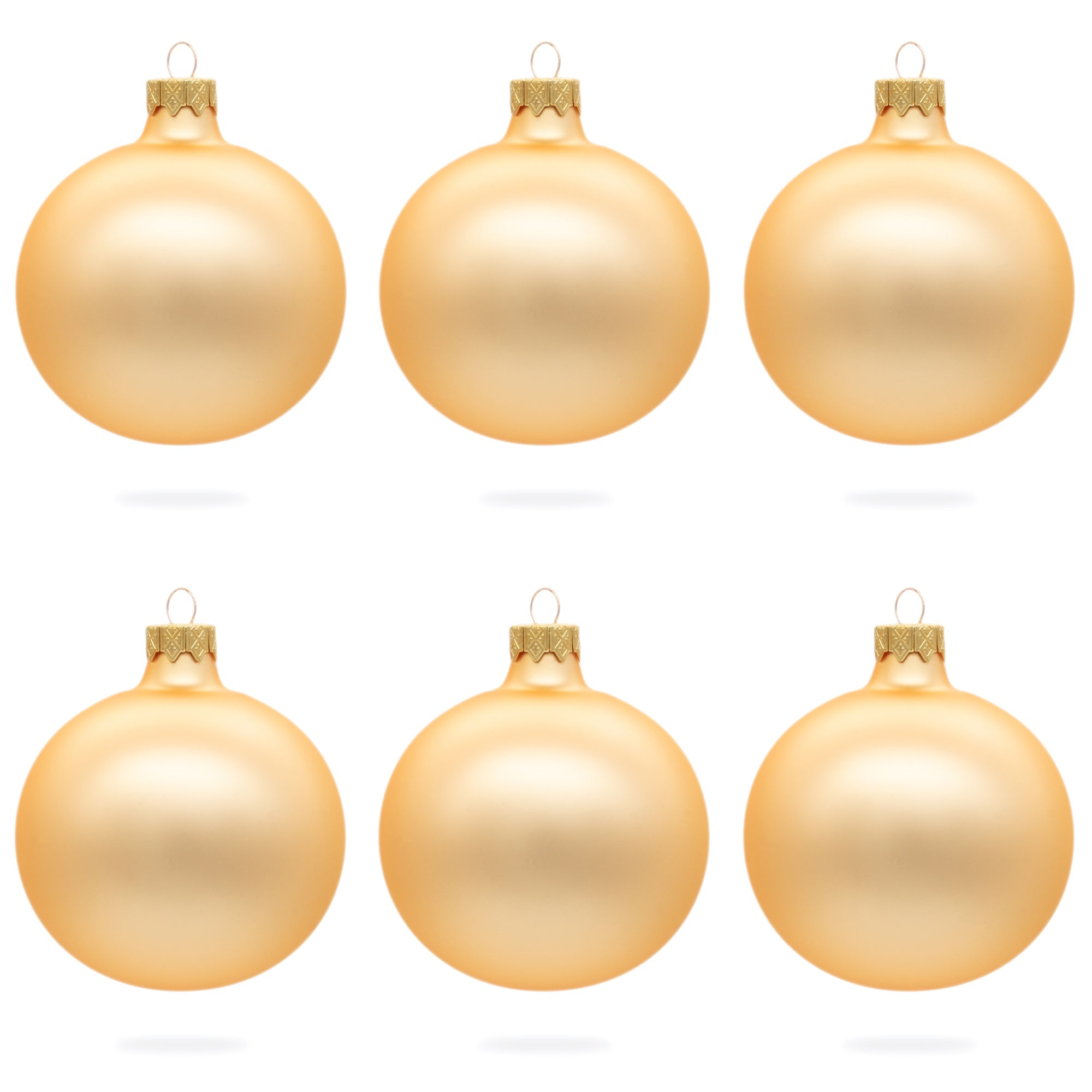 Set Of 6 Rose Gold Glass Ball Ornaments 3.25 Inches