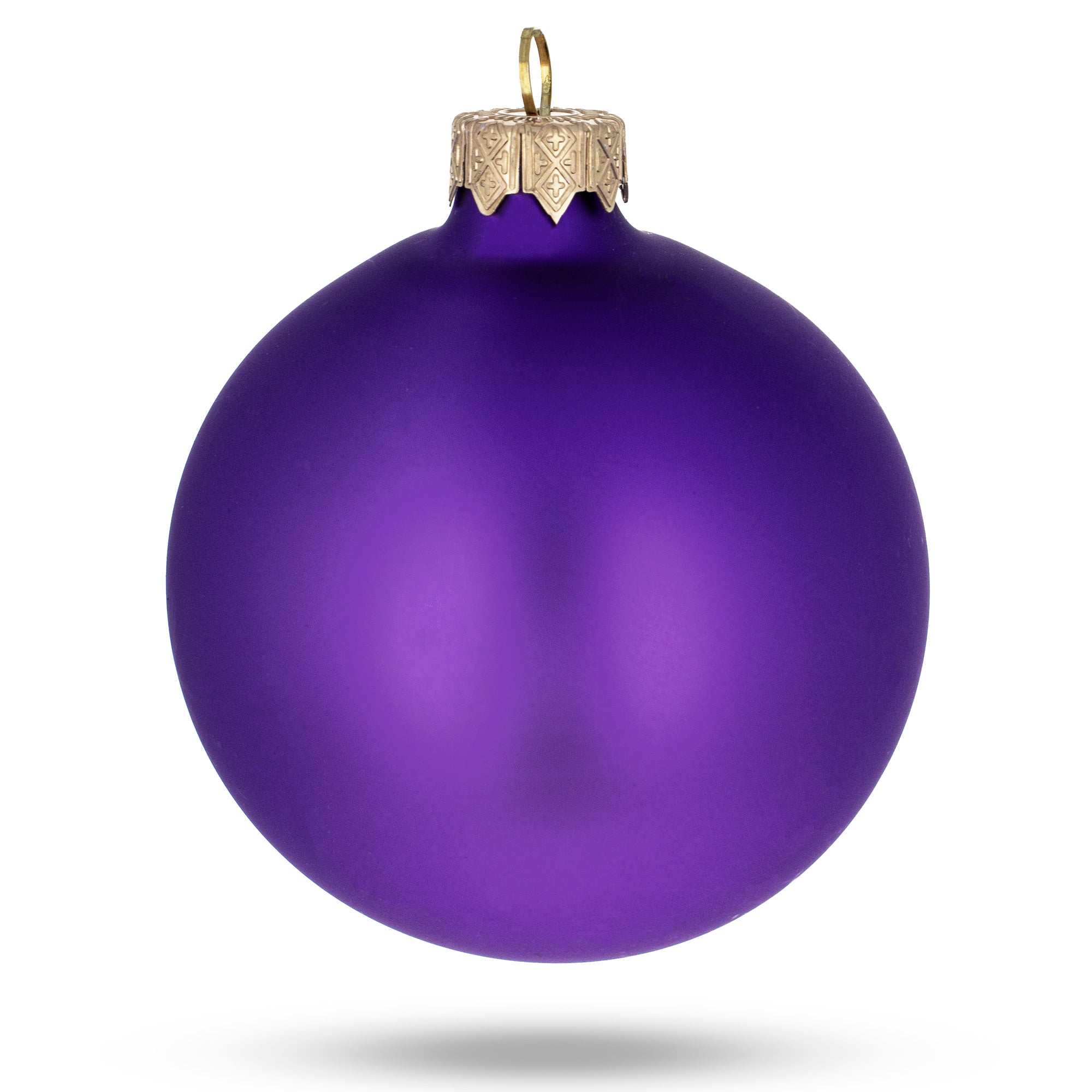 Set Of 6 Purple Matte Glass Ball Christmas Ornaments 3.25 Inches