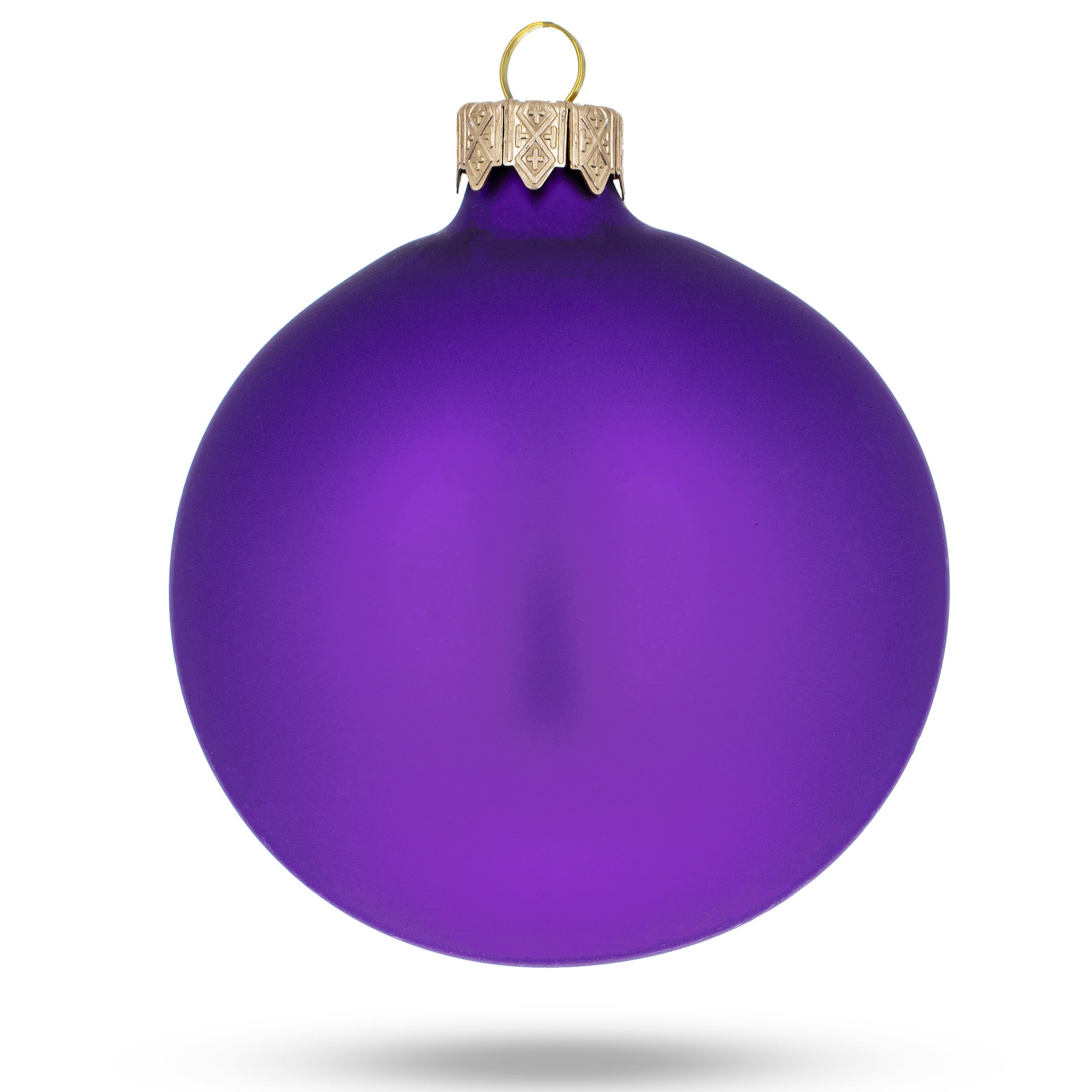 Set Of 6 Purple Matte Glass Ball Christmas Ornaments 3.25 Inches