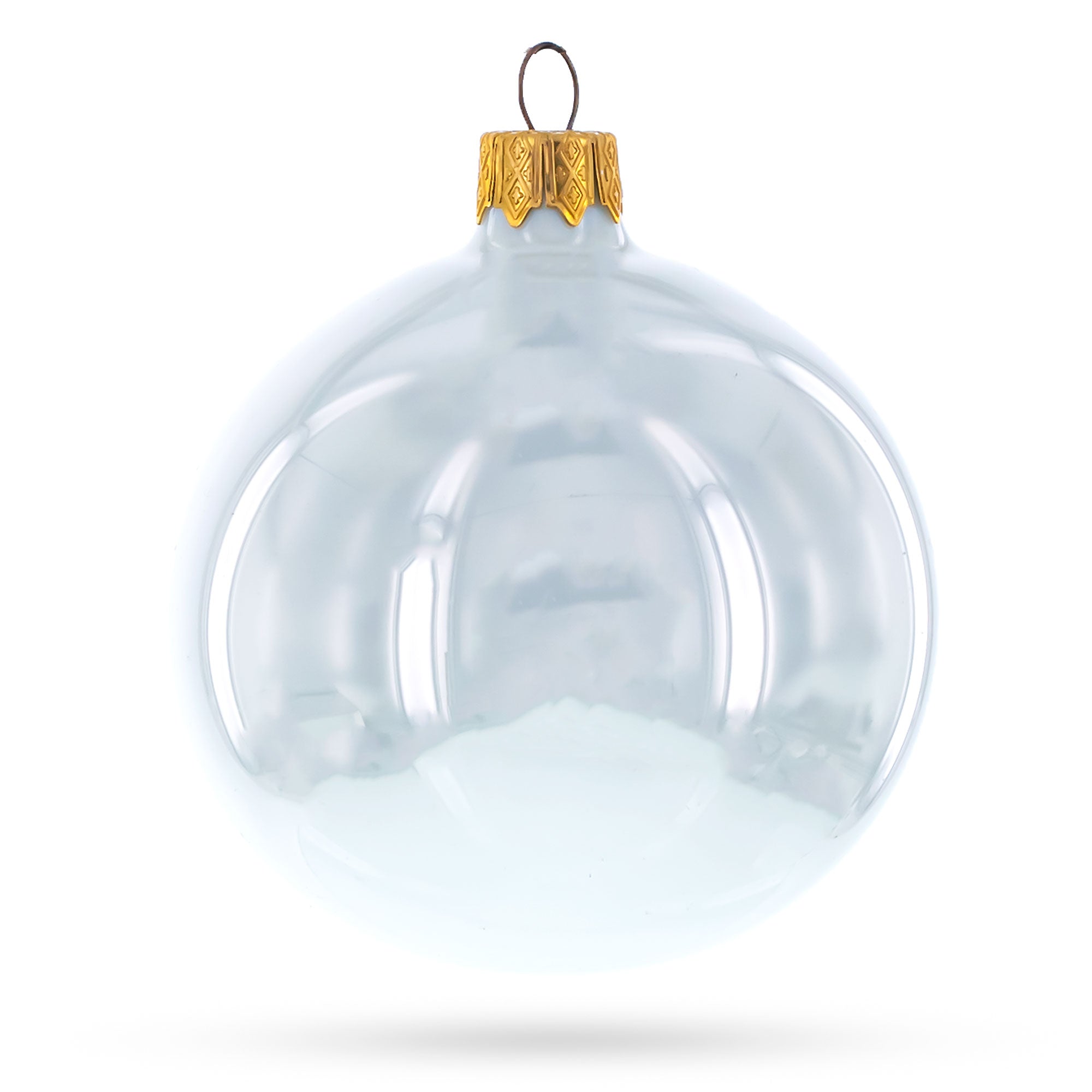 Set Of 6 White Glossy Glass Ball Christmas Ornaments 3.25 Inches