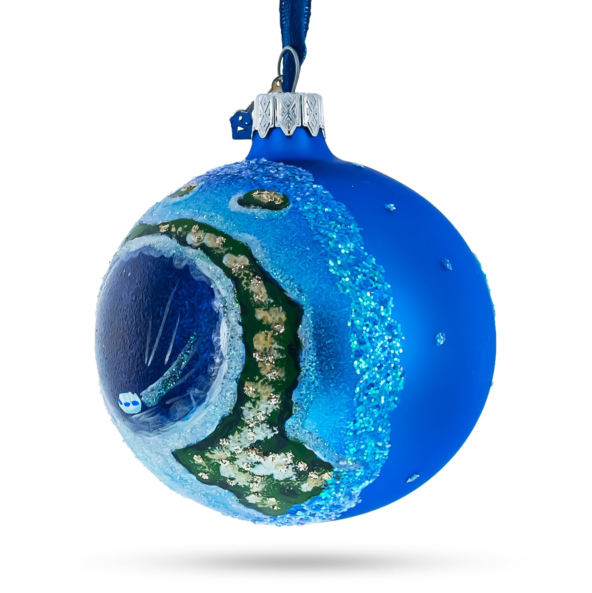 The Great Blue Hole, Belize Glass Ball Christmas Ornament 3.25 Inches