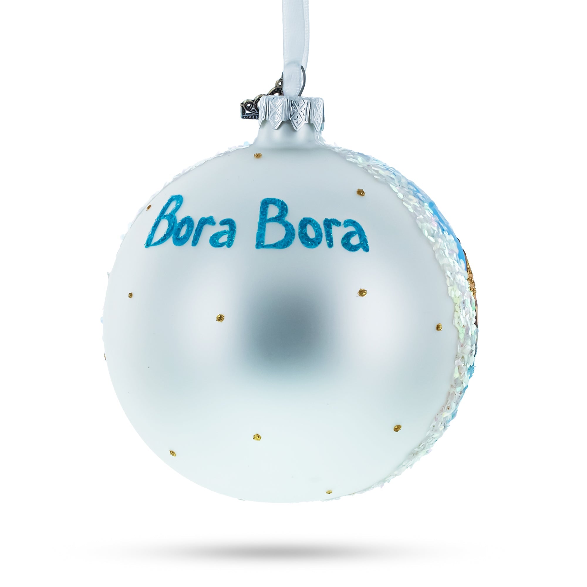 Bora Bora, French Polynesia Glass Ball Christmas Ornament 4 Inches