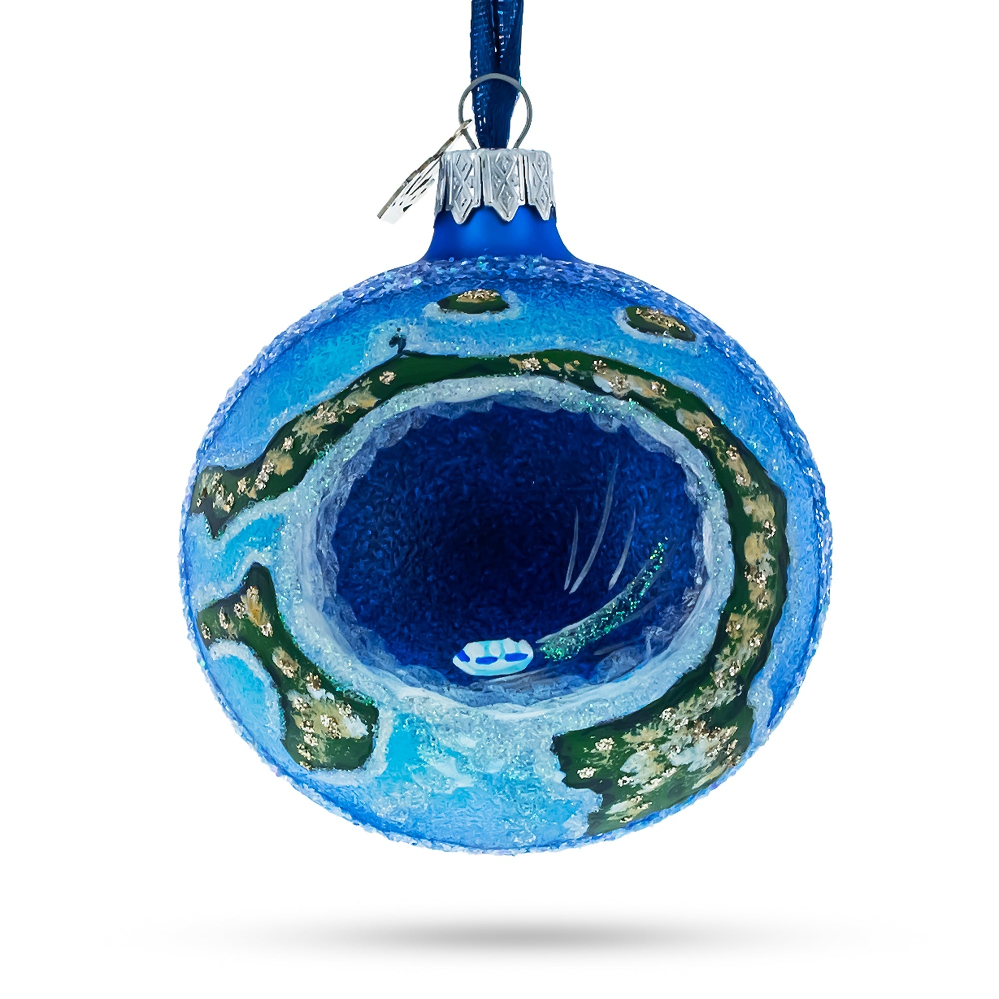 The Great Blue Hole, Belize Glass Ball Christmas Ornament 3.25 Inches