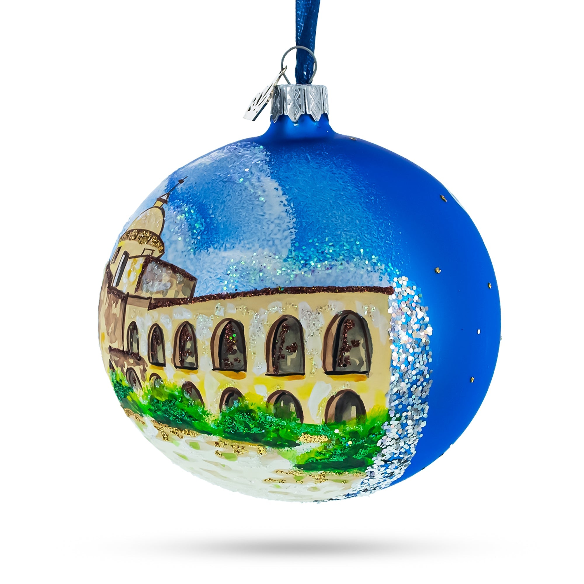 Mission San Jose, San Antonio, Texas Glass Ball Christmas Ornament 4 Inches