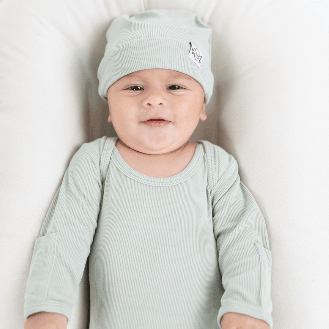 Knit Beanie In Green (ribbed)