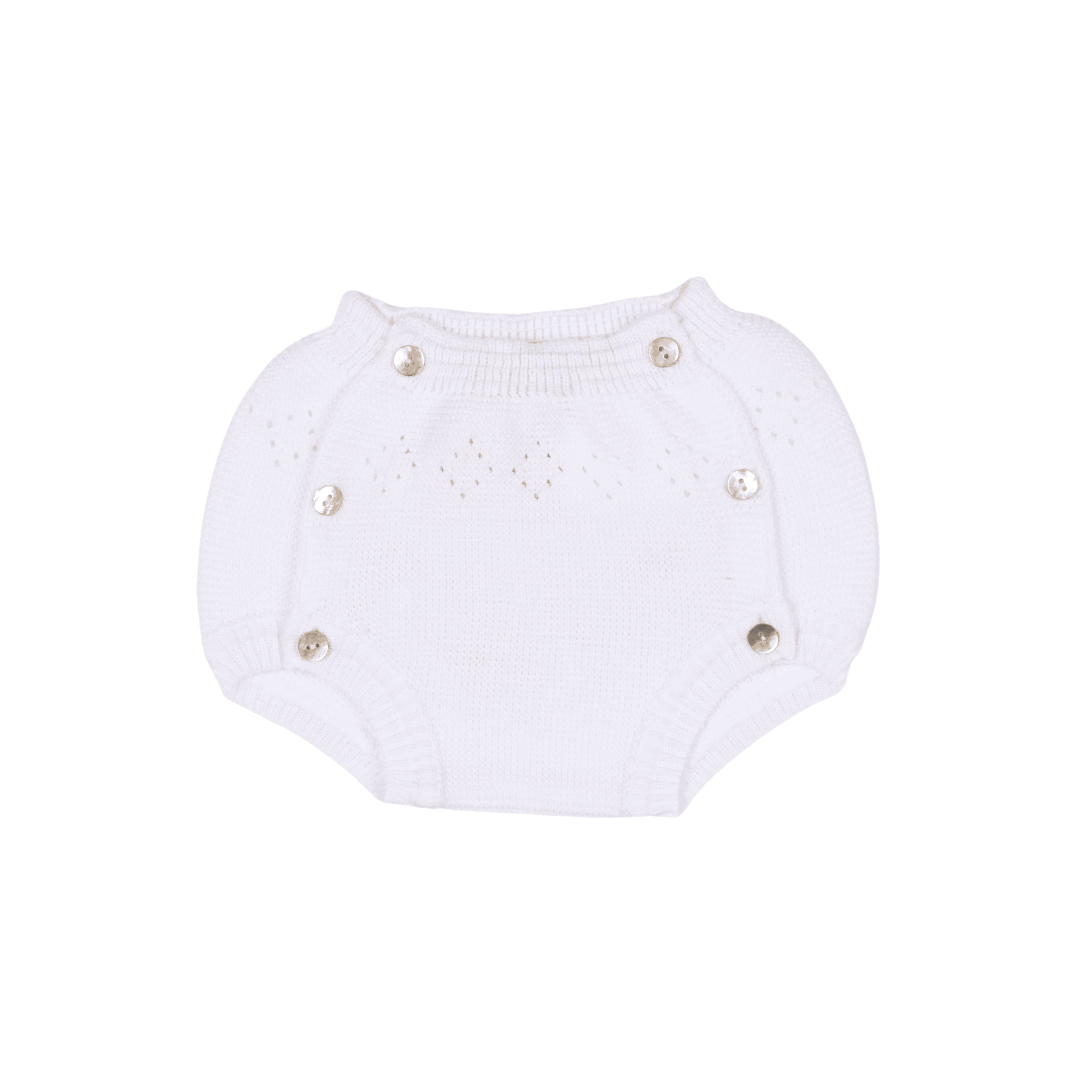 Baby White Organic Cotton Knit Bloomer