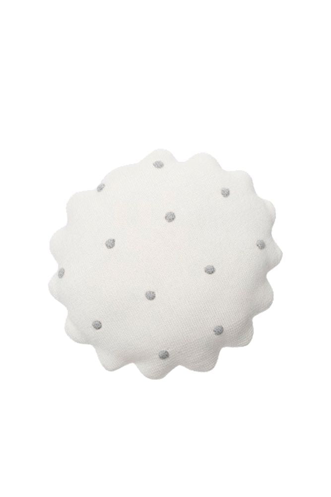 Knitted Cushion Round Biscuit Ivory-grey